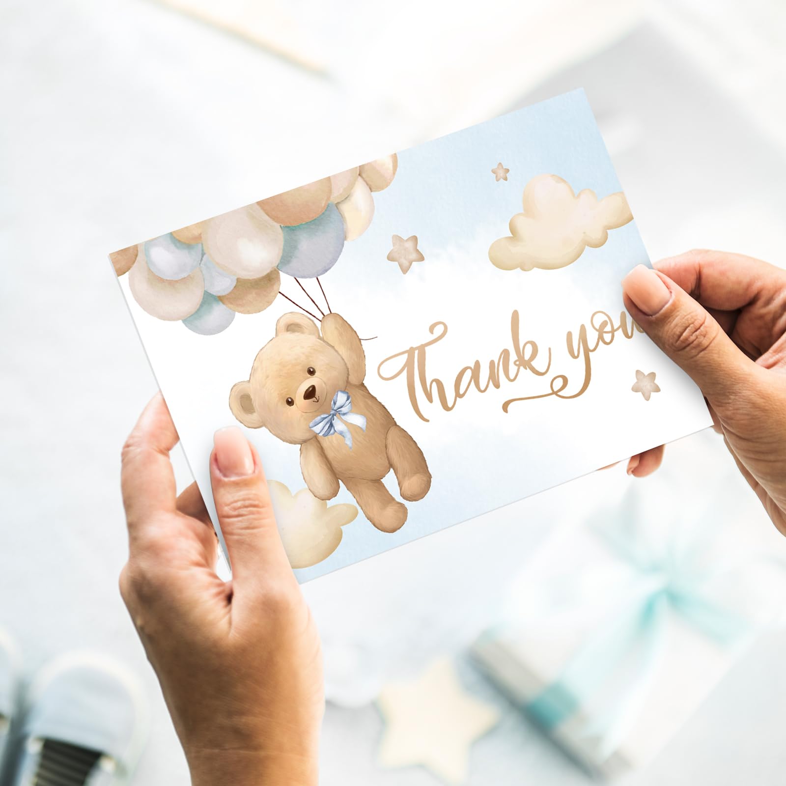Whaline 24Pcs Watercolor Bear Thank You Cards with Envelopes & Stickers - 4x6 Inch Blank Note Cards for Birthday, Wedding, Baby Shower - Perfect for Party Invitations, Gifts & Greetings