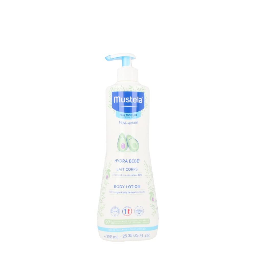 Mustela Hydra Bebe Body Milk 750ml - Hydrating Baby Lotion with Avocado for Sensitive Skin | Gentle Moisturizer for Newborns, Infants & Toddlers | Perfect for Daily Skincare Routine & Post-Bath Hydration