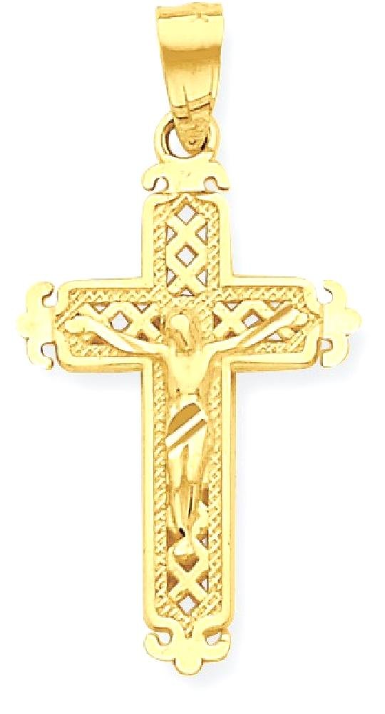 10K Solid Yellow Gold Jesus Christ Crucifix Necklace - Religious Cross Pendant for Women & Men - Perfect for Baptism, Confirmation, Church & Daily Wear
