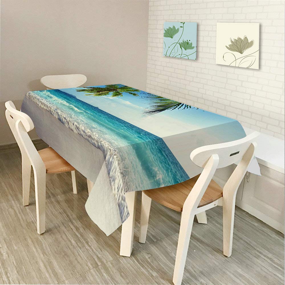 Tropical Beach Theme Tablecloth - 60x84 Inch Rectangle Decorative Table Cover for Dining, BBQ, Picnic & Coffee Tables | Palm & Ocean Design | Waterproof & Wrinkle-Resistant | Perfect for Outdoor Parties, Beach Weddings & Summer Decor