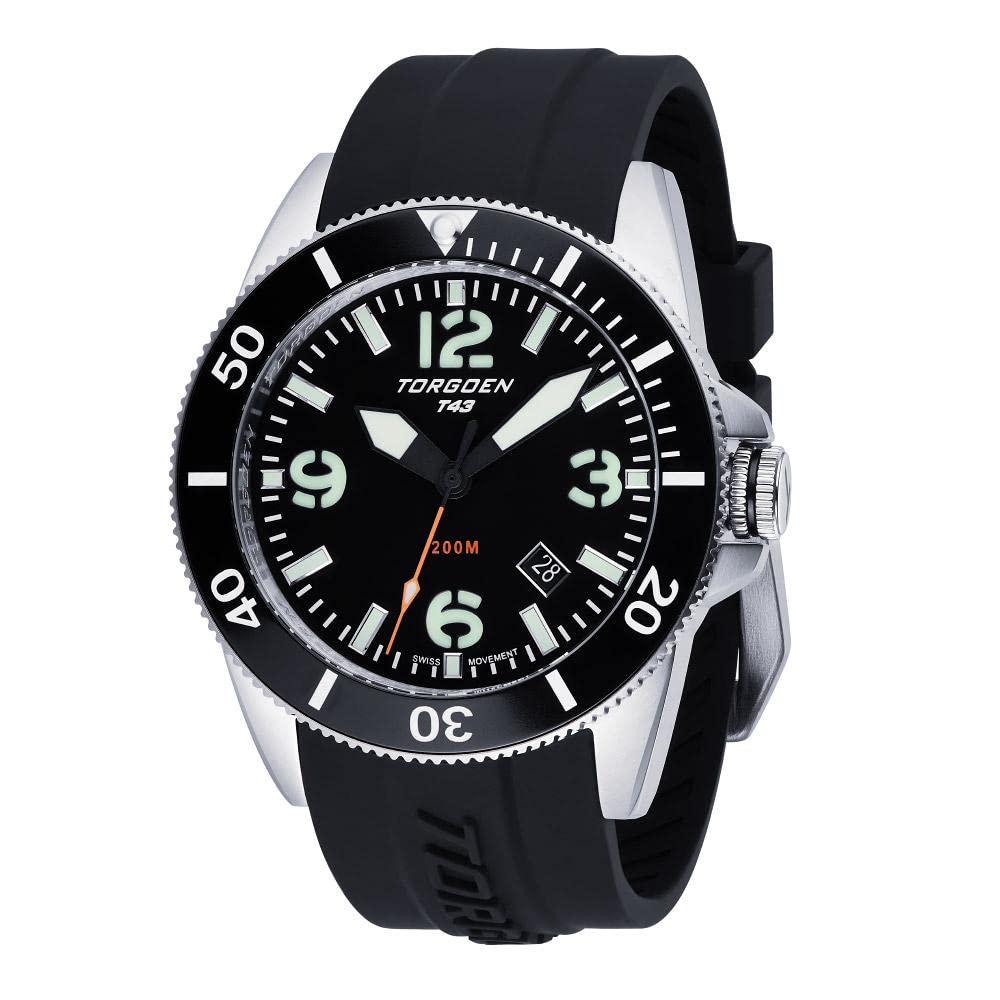 Torgoen T43 Men's Diver Watch - Swiss Quartz, Sapphire Crystal for Water Sports & Diving