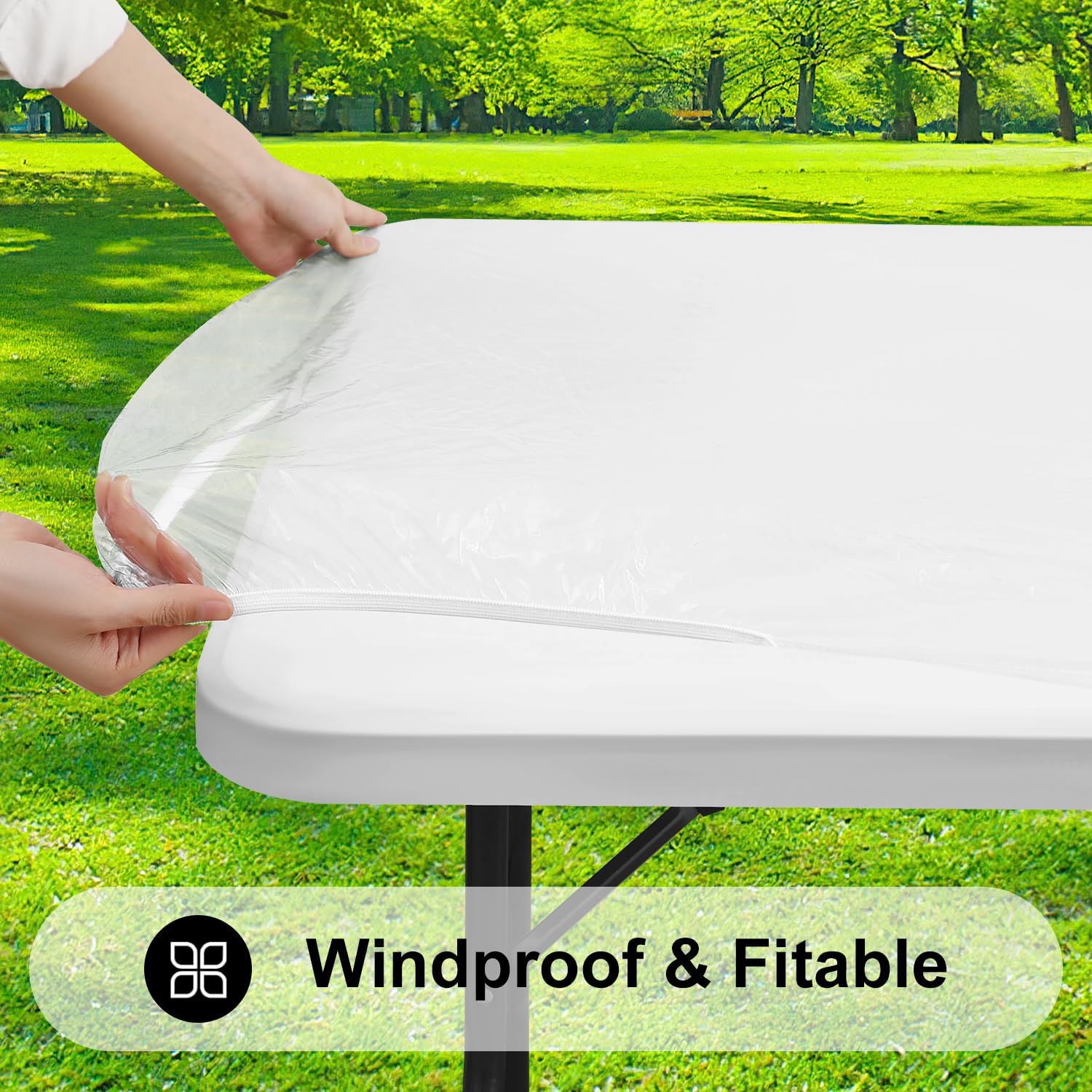 Smiry Waterproof Elastic Fitted Picnic Tablecloth - 30x72 Inch Clear Vinyl Table Cover for 6 Foot Tables | Durable & Wipeable for Camping, Indoor & Outdoor Use | Perfect for BBQs, Picnics & Parties