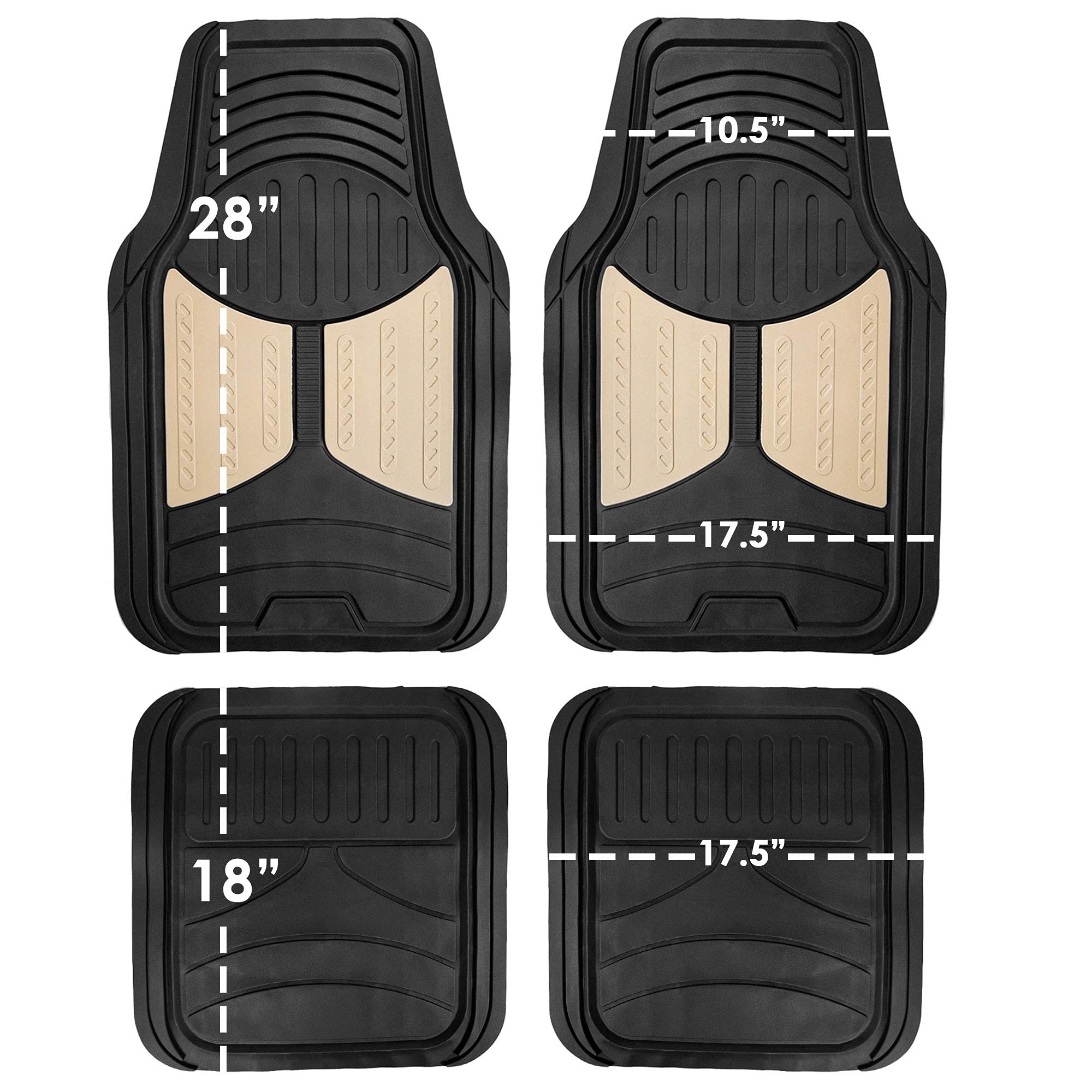 FH Group Heavy-Duty Monster Eye Rubber Car Floor Mats - Universal Fit Full Set for Sedans, SUVs & Trucks | Waterproof, Durable & Trimmable Automotive Floor Liners | Perfect for All-Weather Protection & Easy Cleaning