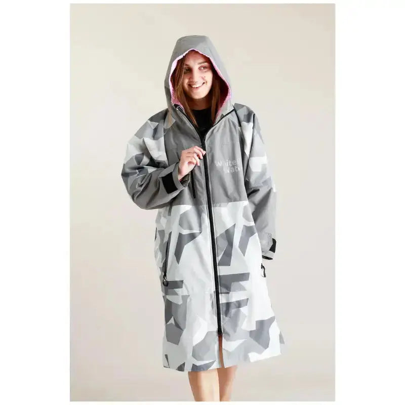Unisex Post-Swim Robe - Arctic Camo Pink Waterproof Hard Shell Bathrobe for Pool, Beach & Spa | Quick-Dry Changing Robe for Men & Women