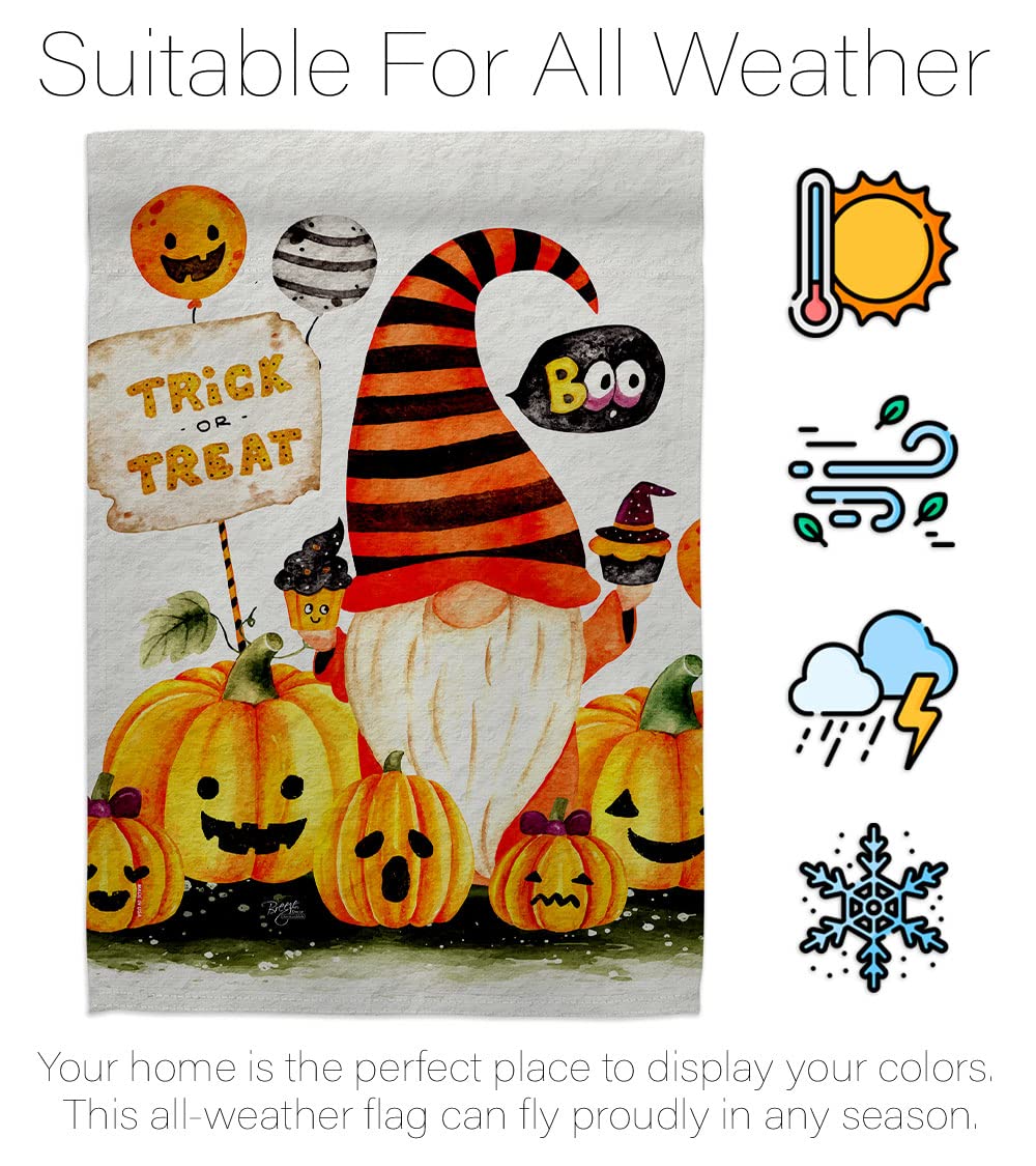 Boo Gnome House Flag - Double-Sided Fall & Spring Garden Decor for Yard