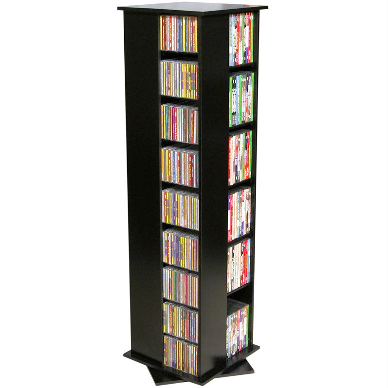 Revolving Media Tower - 360° Rotating TV Stand with Storage Shelves for Living Room, Bedroom & Home Theater