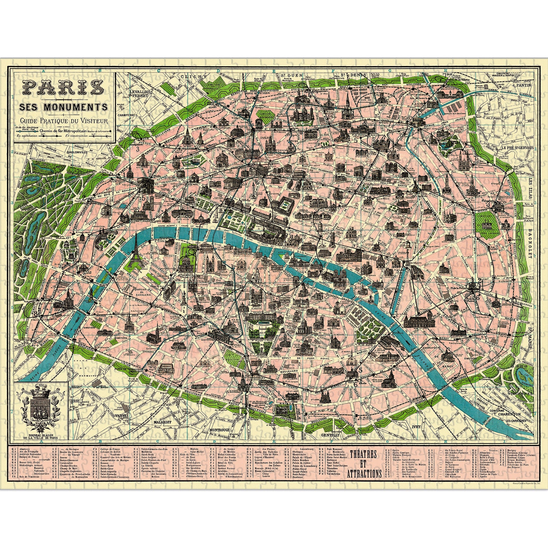 Vintage Paris Map Jigsaw Puzzle - 1,000 Piece Challenging Puzzle for Adults, Perfect for Home Decor & Family Game Night