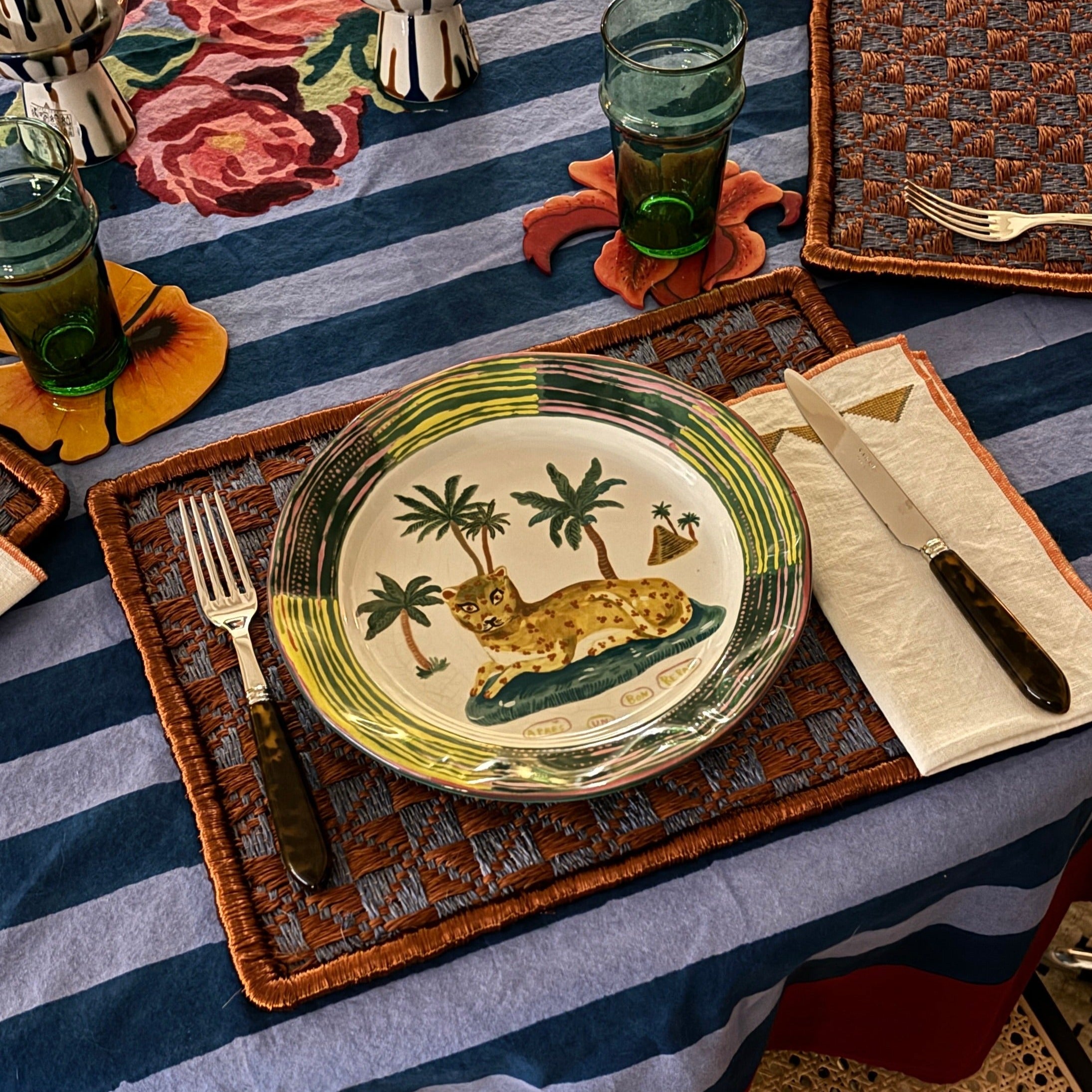 Premium Copper Border Placemats Set of 2 - Elegant Table Setting for Dining Room, Kitchen & Holiday Decor