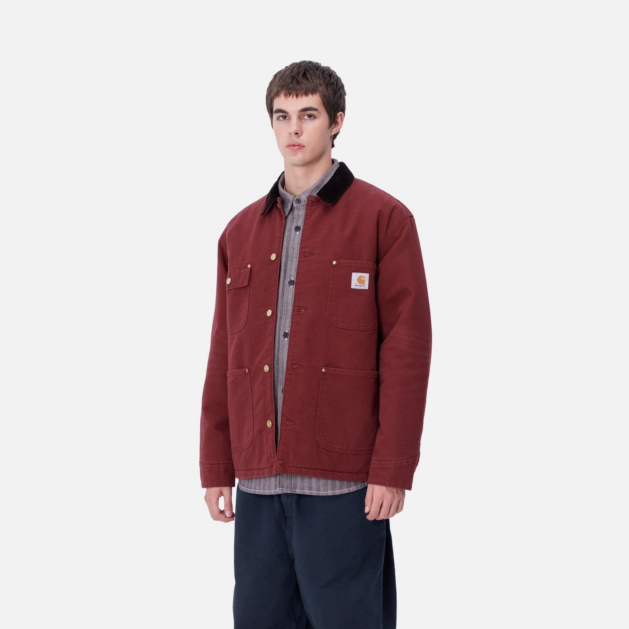 OG Chore Coat - Winter Work Jacket in Malbec/Black Aged Canvas | Durable Workwear for Outdoor Labor, Farming & Cold Weather Protection