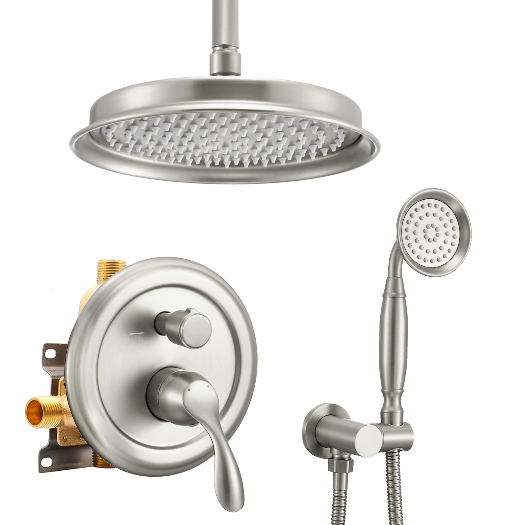 Antique Brushed Nickel Rain Shower System Complete Set - DASAN AT209C-BN with 9