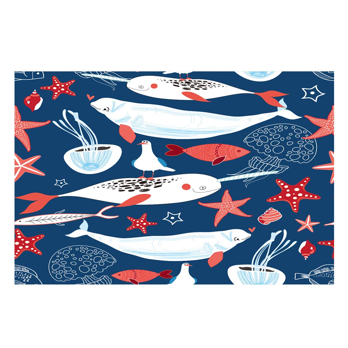 Monroda Aquarium Background Fish Tank Decoration - Big White Shark in Blue Ocean Scene for Saltwater & Freshwater Tanks | Perfect for Home, Office & Pet Store Displays