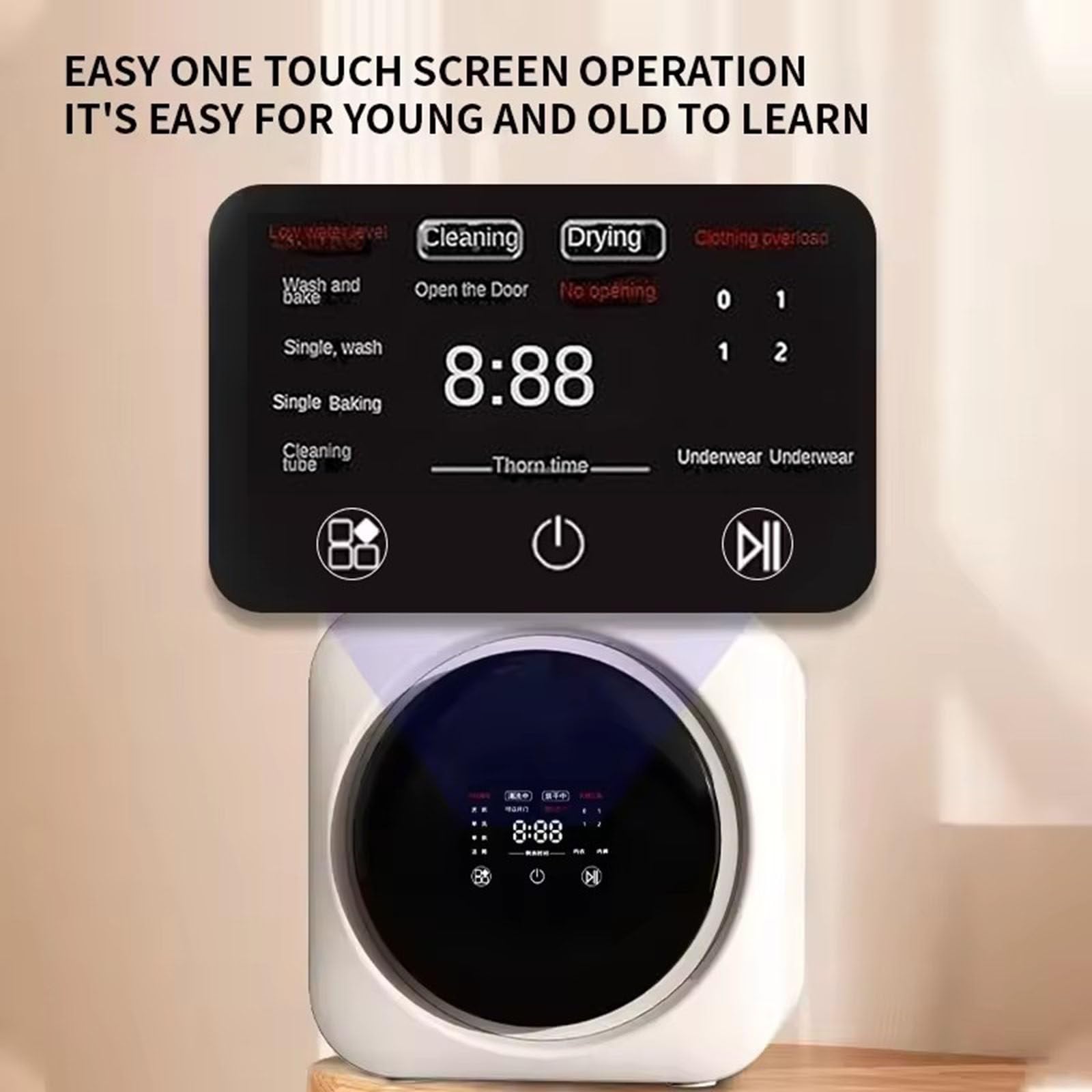 Portable Mini Washing Machine with Dryer - Compact Travel Washer for Underwear, Socks & Small Clothes - Wall Mountable Space Saving Design - Perfect for Apartments, Dorms, Camping & RV Use