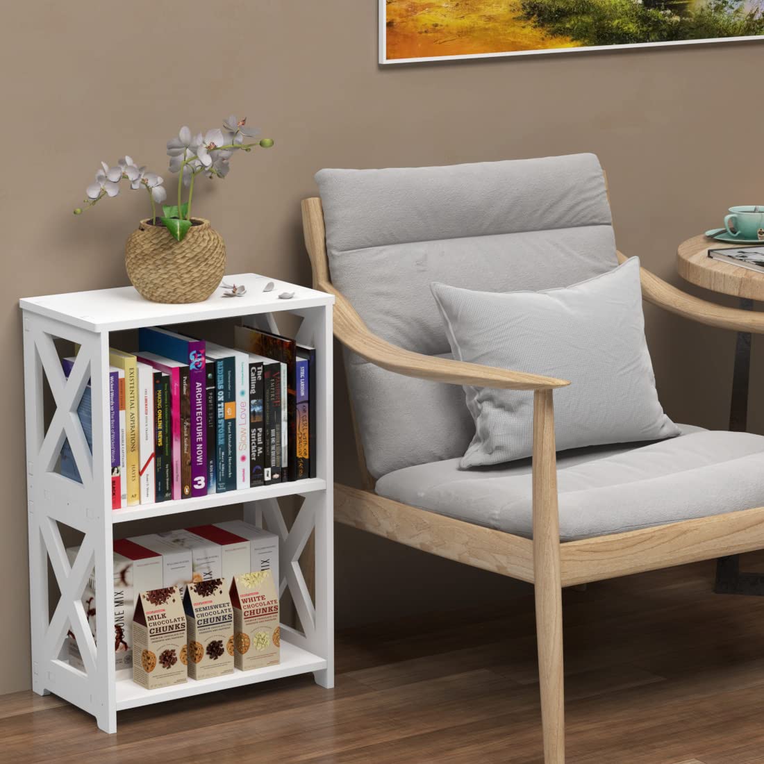 3-Tier White PVC Waterproof Bedside Table - Compact Bookshelf & Storage Cabinet for Bedroom, Bathroom, Living Room | Space-Saving Accent Table for Small Apartments, Dorms & Office Spaces