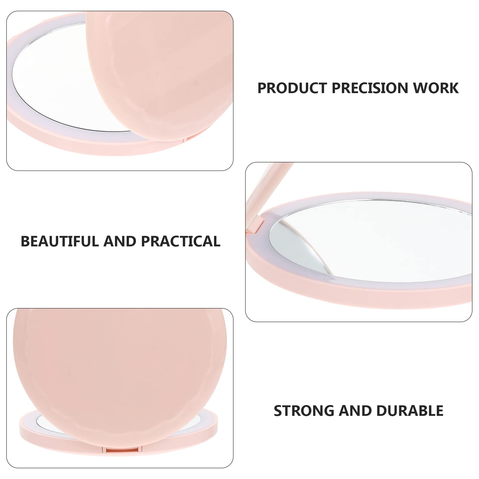FOMIYES LED Lighted Vanity Makeup Mirror - Foldable Travel Mirror with Adjustable Brightness, Portable Handheld Beauty Mirror for Eyebrow Shaving, Hair Styling & Facial Care (White) | Perfect for Home, Travel & Salon Use