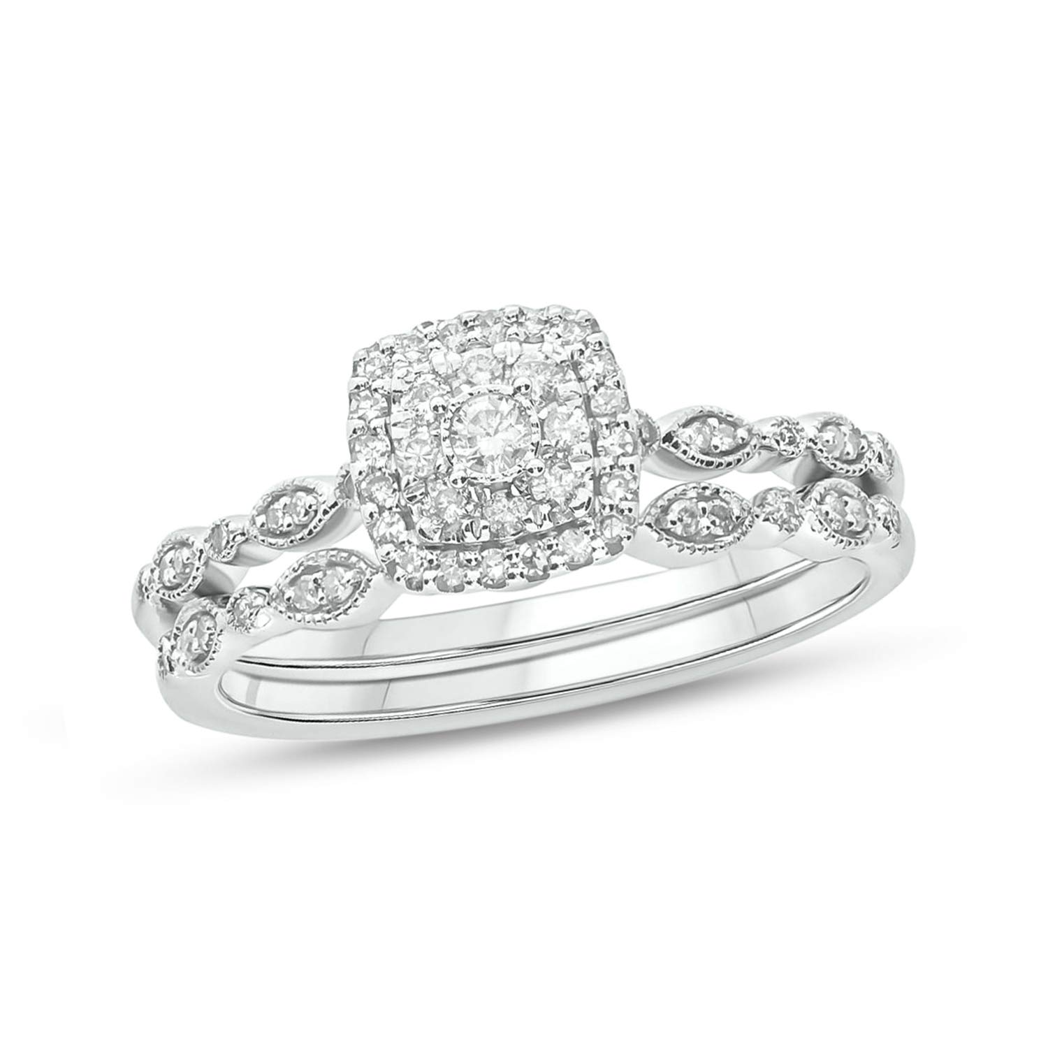 1/4 Cttw Round White Diamond Sterling Silver Wedding Ring Set for Women – Elegant Bridal Jewelry for Engagement, Anniversary & Special Occasions