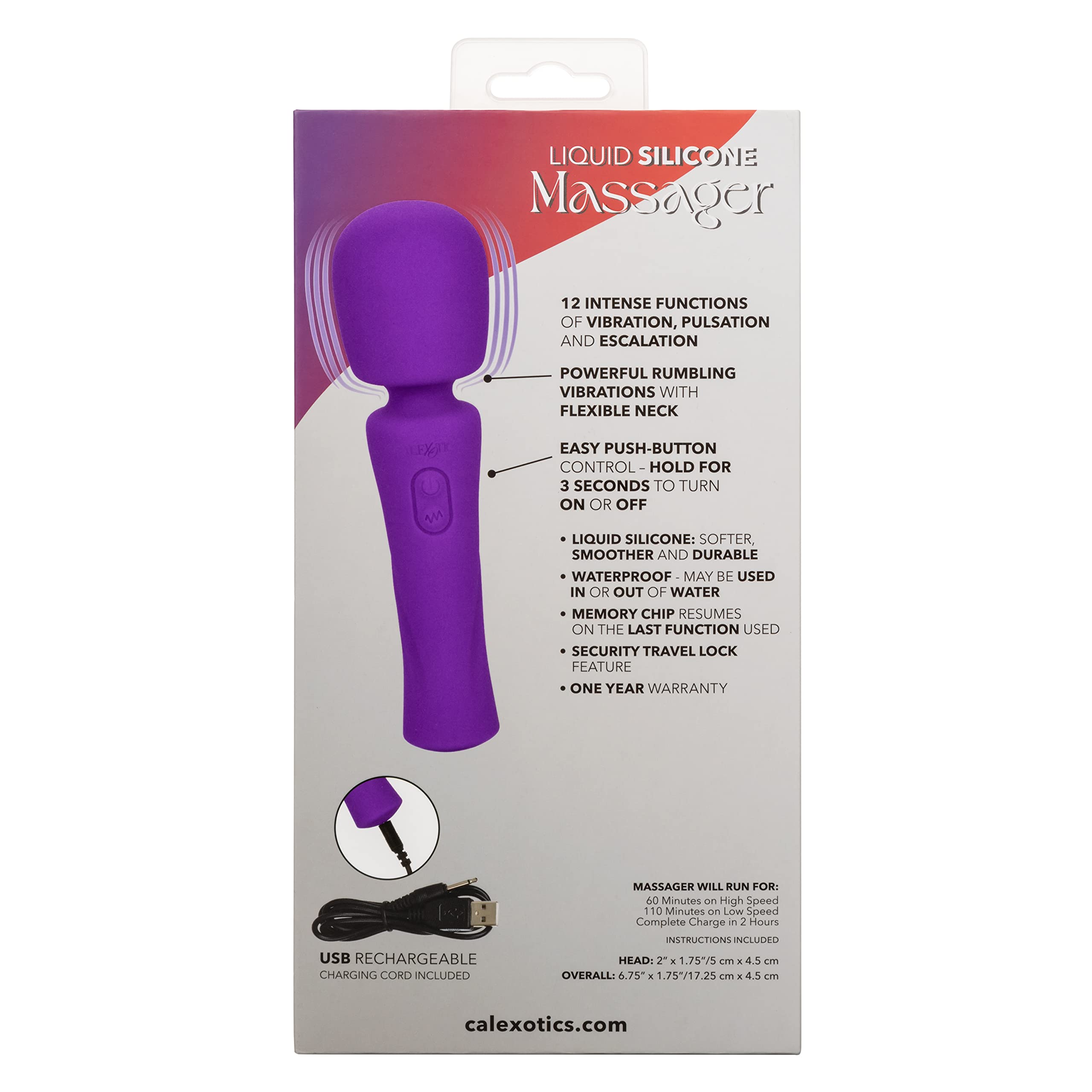 CalExotics Stella Liquid Silicone Wand Massager - Rechargeable Flexible Vibrator for Women - Purple Adult Sex Toy - Perfect for Couples Play & Solo Pleasure