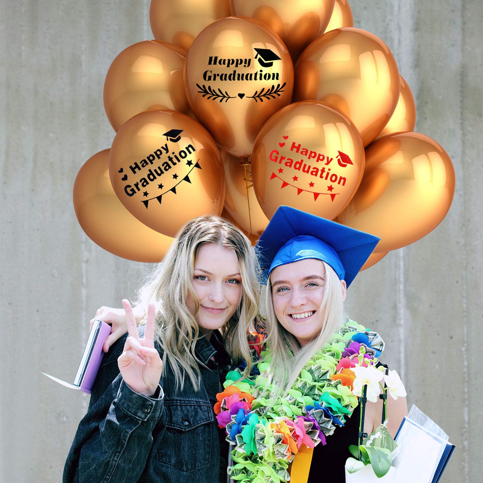 LUOZZY 9-Piece Class of 2025 Graduation Balloon Decor Set - Gold & Black Congrats Grad Stickers, Foil Balloons for 2025 Graduation Party Decorations - Perfect for High School & College Commencement Celebrations