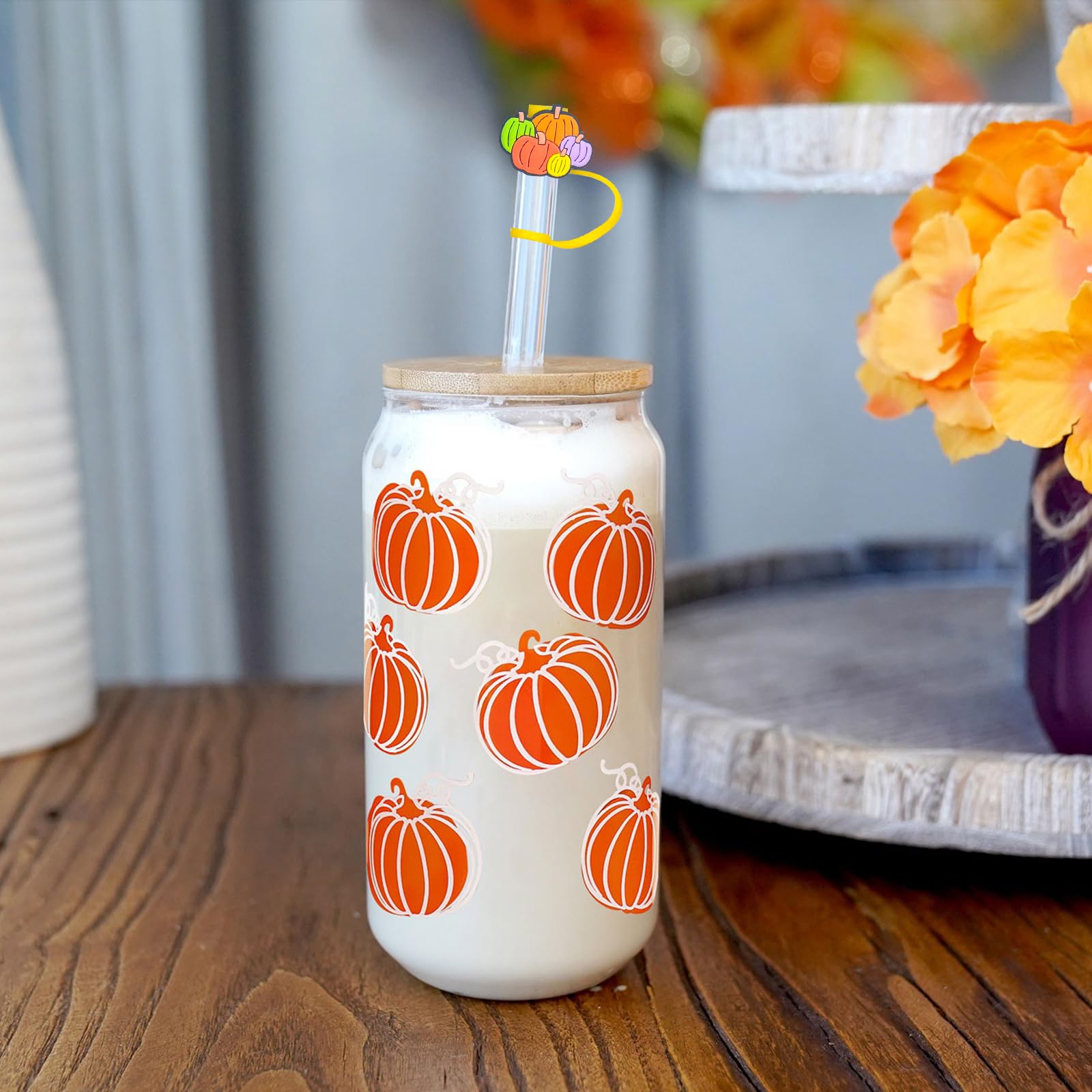 ANOTION 18oz Fall Coffee Cups - Pumpkin Mug for Hot & Iced Drinks, Autumn Decor Thanksgiving Tumbler, Can-Shaped Seasonal Cup for Fall Weddings, Home Decor & Cozy Coffee Moments