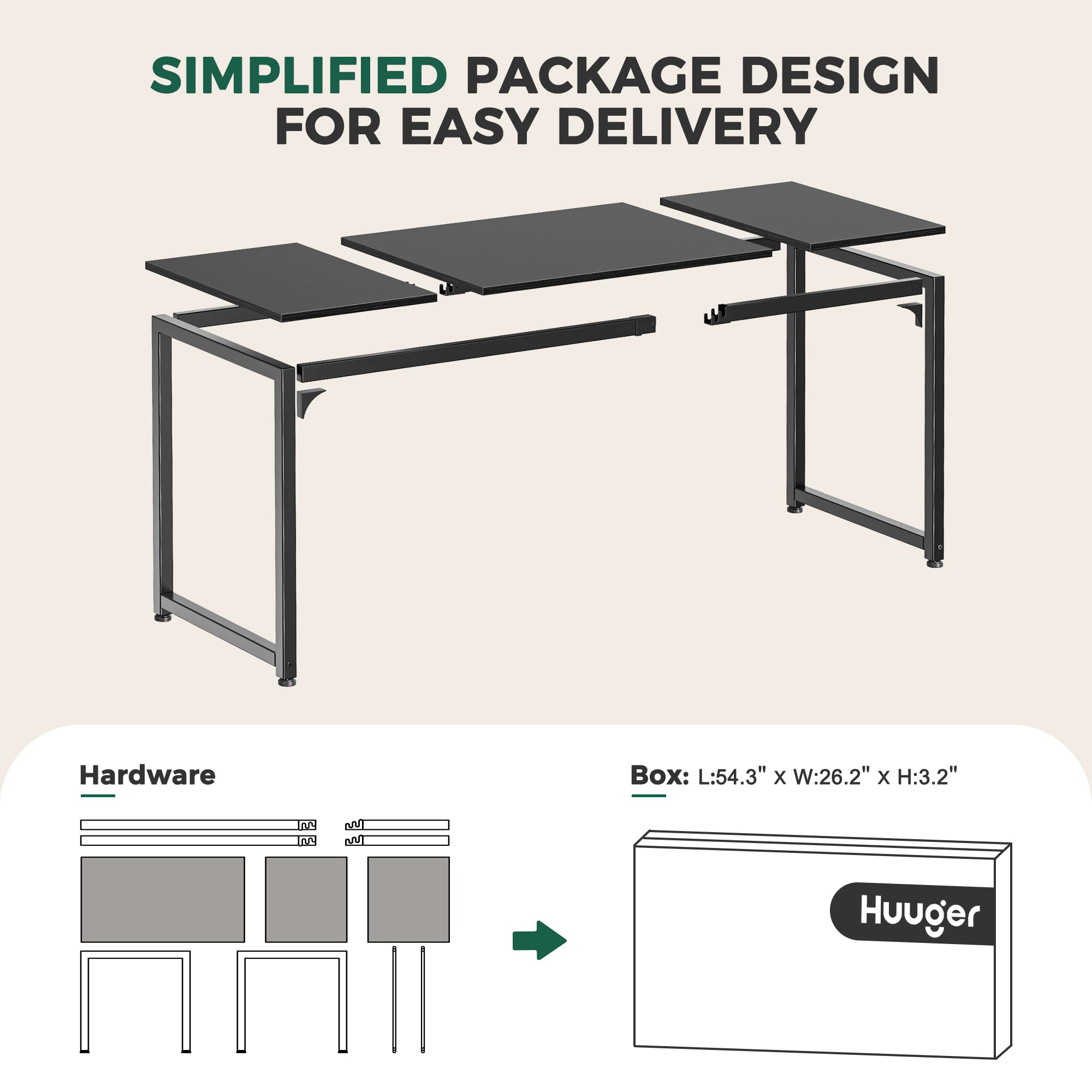 Huuger 70 Inch Computer Desk with Storage - Large Office Desk, Gaming Desk, Writing Workstation for Home Office & Study - Sturdy Metal Frame, Spacious Legroom, Black - Perfect for Remote Work, Online Classes & Gaming Setup