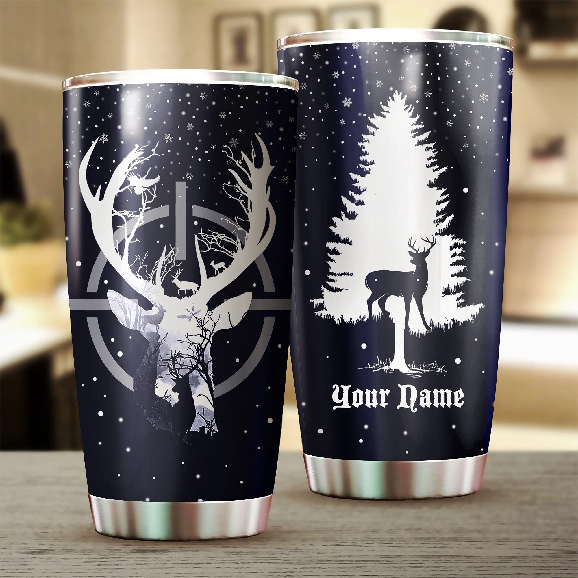 Personalized Deer Hunting Legend Christmas Tumbler - Custom Name Stainless Steel 20oz Cup for Hunting Enthusiasts, Men, Women & Kids - Perfect Birthday & Holiday Gift for Outdoor Lovers - Great for Camping, Hunting Trips & Christmas Celebrations