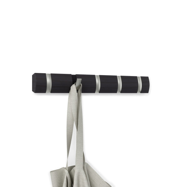 Flip 5 Hook Wall Mounted Coat Rack - Space Saving Entryway Organizer for Hats, Jackets & Bags - Perfect for Home, Office or Dorm Room Organization