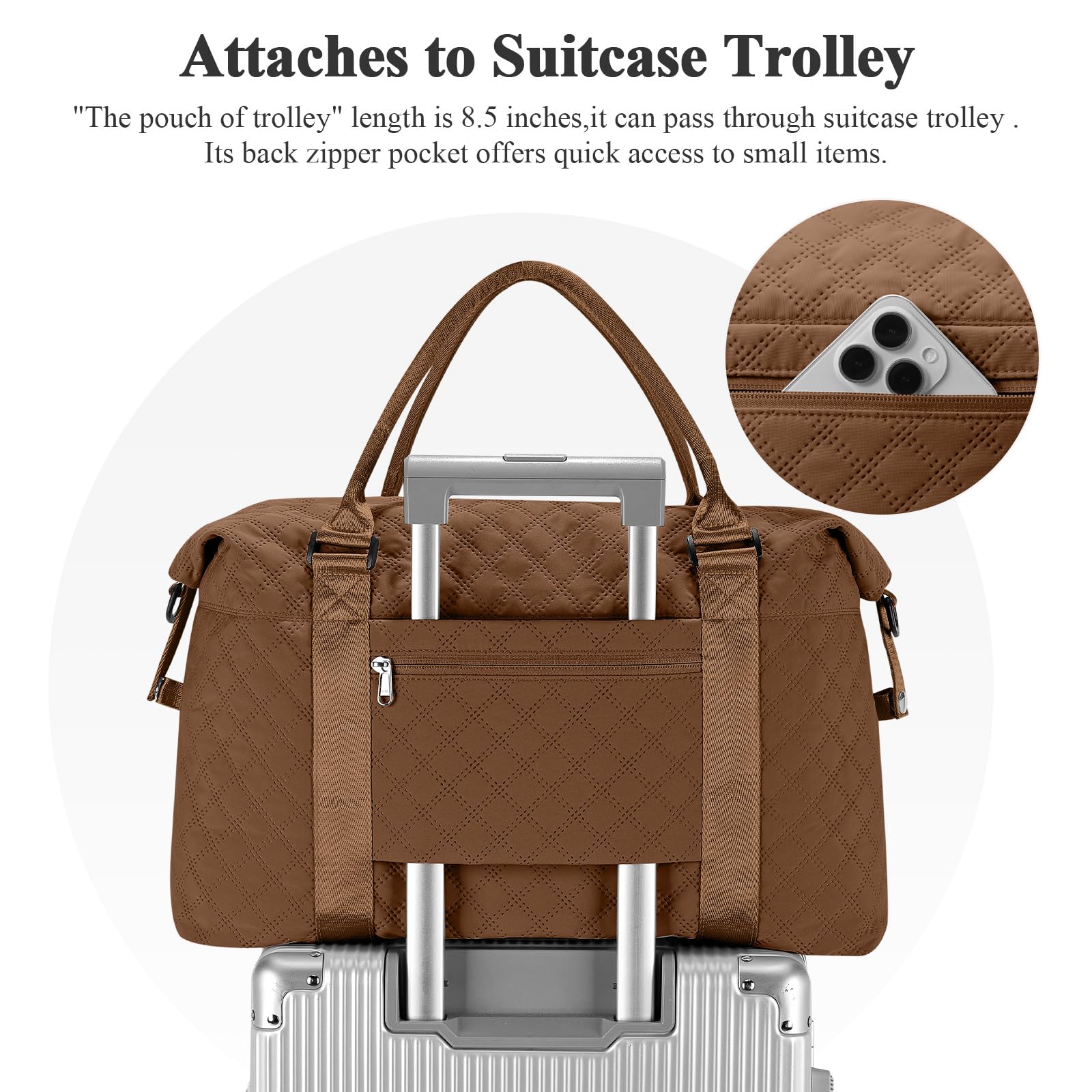 Best Women's Travel Duffel Bag - Carry On Weekender Overnight Bag in Sugar Brown | Perfect for Gym, Weekend Getaways & Business Trips | Lightweight & Durable Personal Item Bag