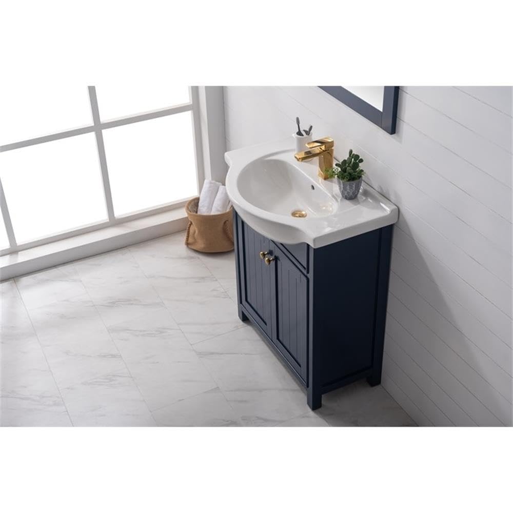 Design Element S05-30-BLU 30-Inch Blue Bathroom Vanity with Soft-Close Doors - Perfect for Modern Bathrooms, Small Spaces & Home Renovations