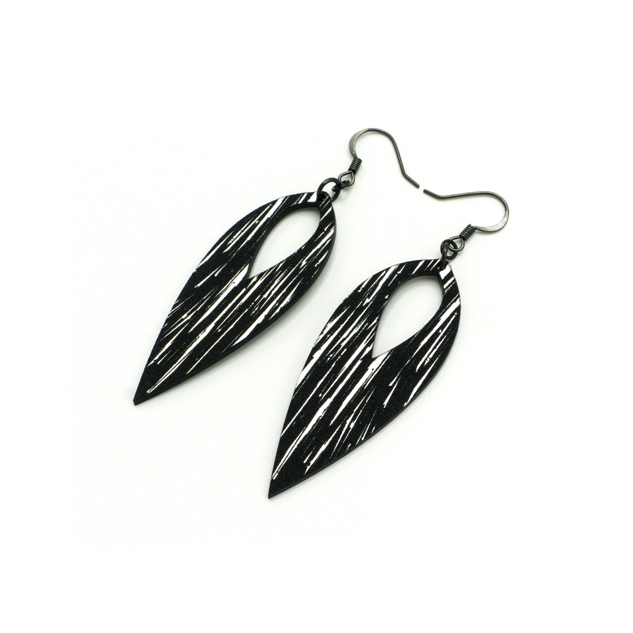 Nativas 23R Acrylic Earrings - Brushed Silver & Black Dangle Earrings for Women | Stylish Fashion Accessories for Parties, Work & Everyday Wear