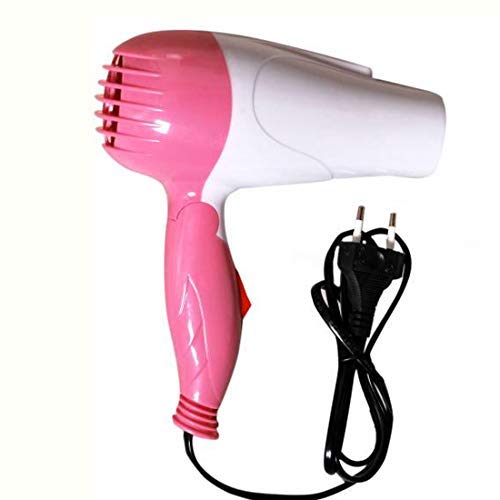 Nirvani NV-1290 1000W Foldable Hair Dryer with 2 Speed Settings & NHC-522 Ceramic Hair Straightener Combo - Pink | Perfect for Travel, Home Use & Salon Styling