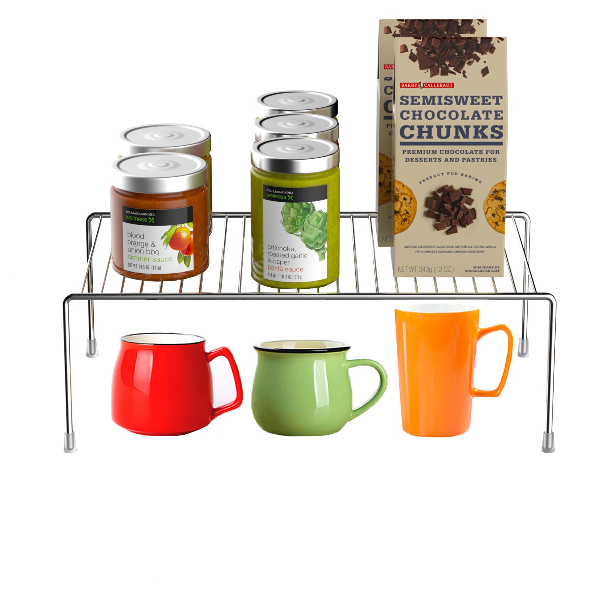 iPEGTOP 15.7 x 9.4 Inch Large Kitchen Freezer Organizer Shelf - Set of 4 Rustproof Metal Wire Shelves for Spice Storage, Fridge, Pantry & Countertop Organization - Perfect for Kitchen, Bathroom & Garage Storage (Chrome)