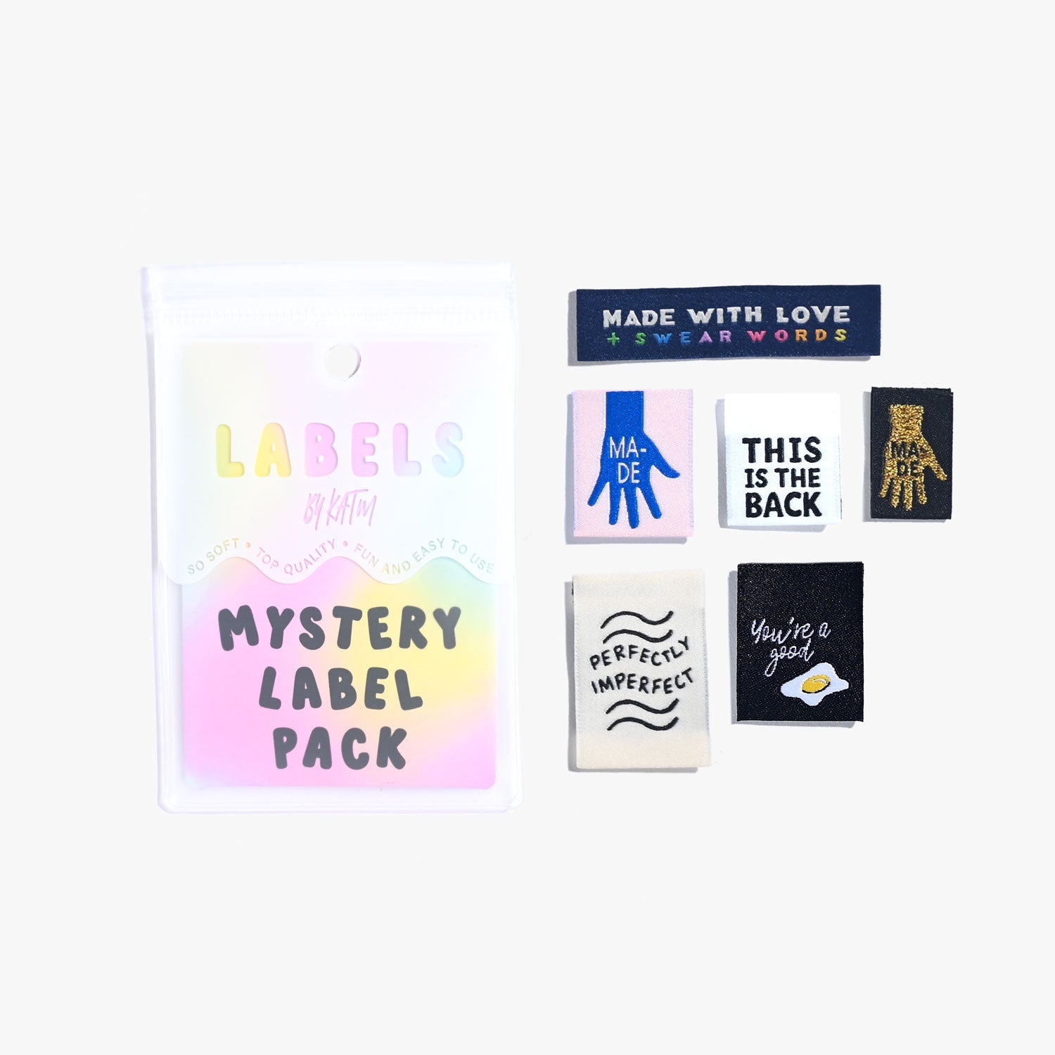 Kylie and the Machine 6-Pack Sew-In Clothing Labels - Customizable Mystery Pack for DIY Garments & Handmade Crafts