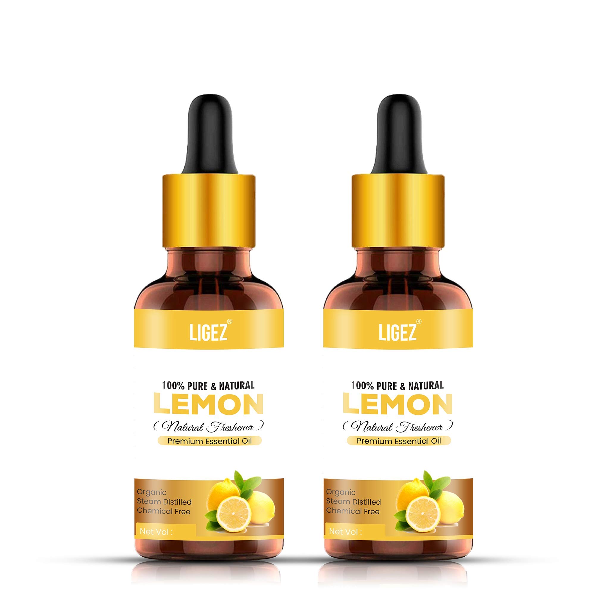 Ligez Pure Lemon Essential Oil - 100% Natural, 15ml (Pack of 2) for Aromatherapy, Diffuser & DIY Skincare