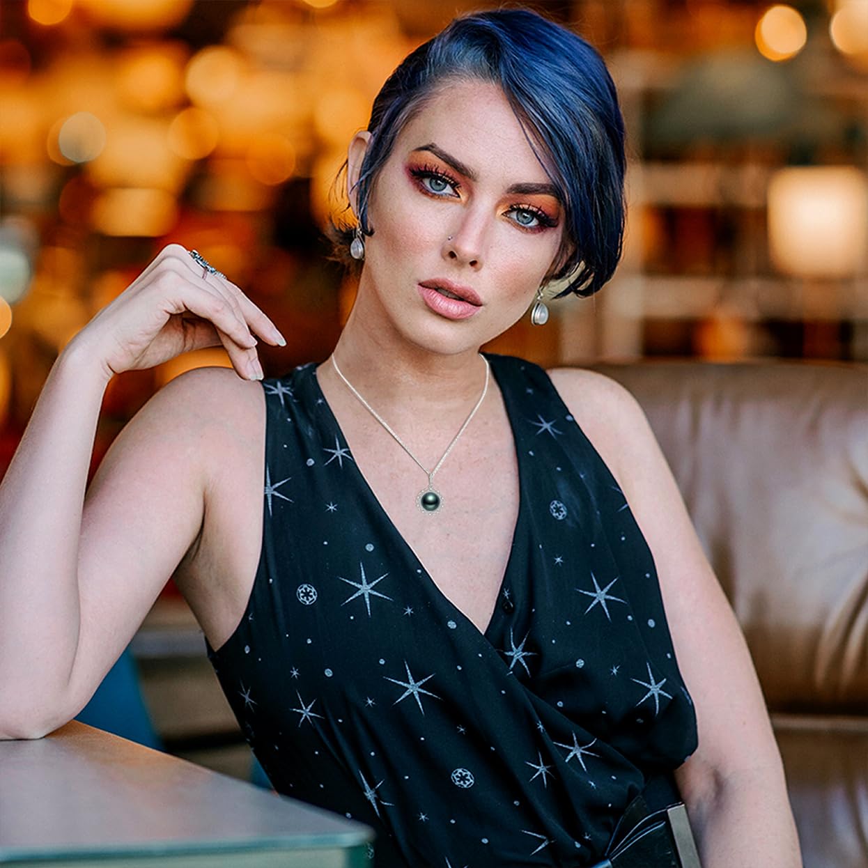 Tahitian Black Pearl Necklace for Women - 18K Gold Plated Sterling Silver Pearl Pendant - Elegant Gift for Wife, Mom, Girlfriend - Perfect for Wedding, Birthday, Anniversary, Mother's Day, Valentine's Day & Christmas - Luxury Jewelry for Special Occasions & Evening Events