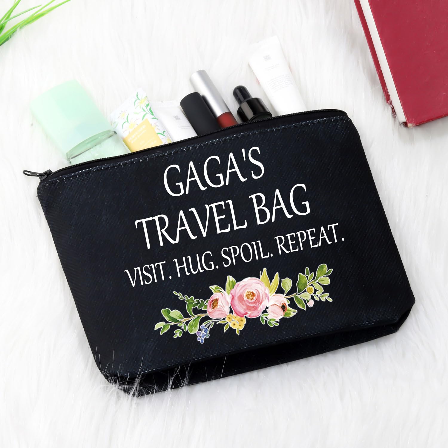 Gaga Makeup Bag - Premium Travel Toiletry Organizer for Women | Perfect Gift for Grandma, Mom & Gaga Fans | Waterproof Cosmetic Pouch for Vacation, Gym & Daily Use (Black)