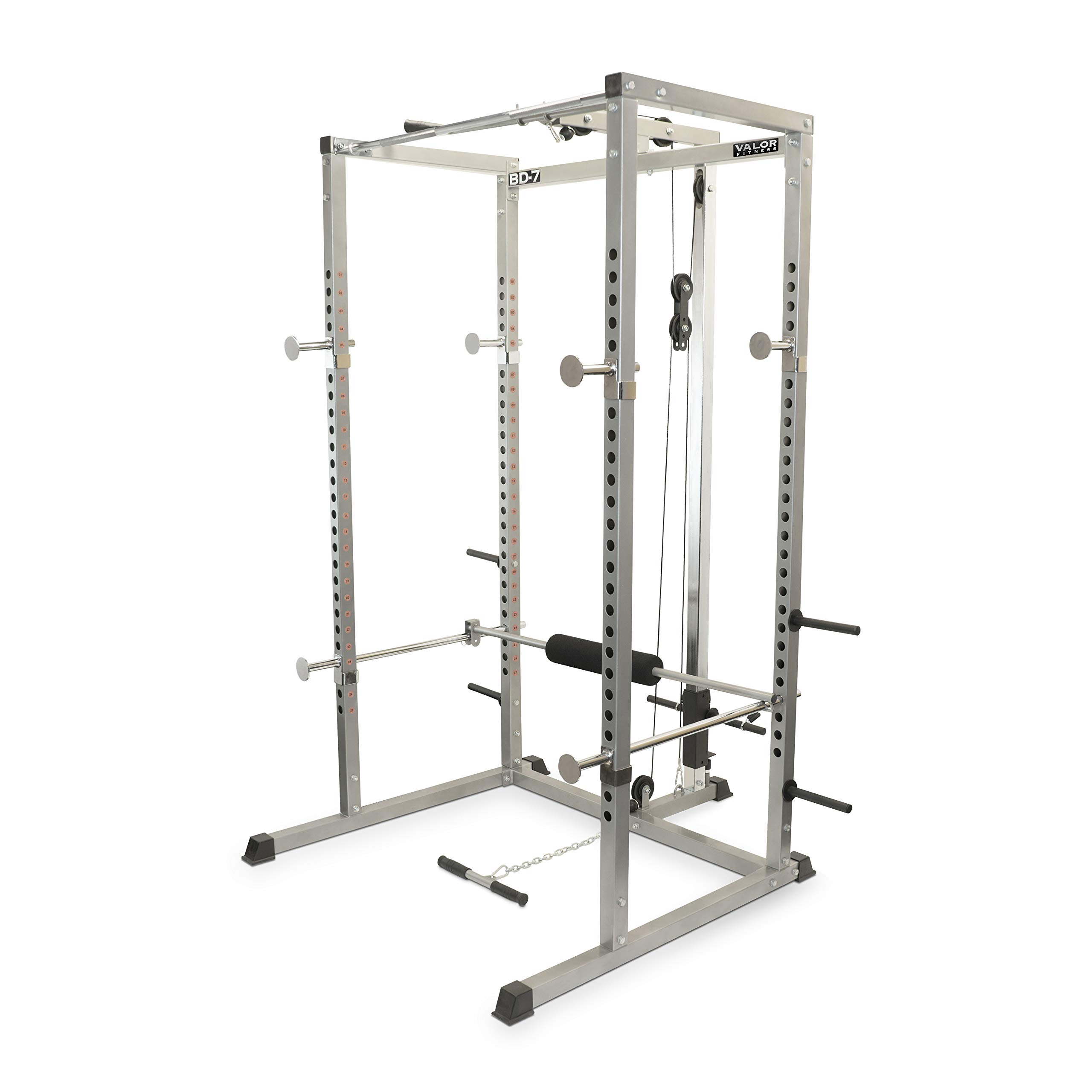 Valor Fitness BD-7 Power Rack - Heavy Duty Squat Rack & Bench Press Cage with LAT Pulldown Attachment | Complete Home Gym Equipment for Weightlifting, Strength Training & CrossFit | Perfect for Garage & Basement Workouts