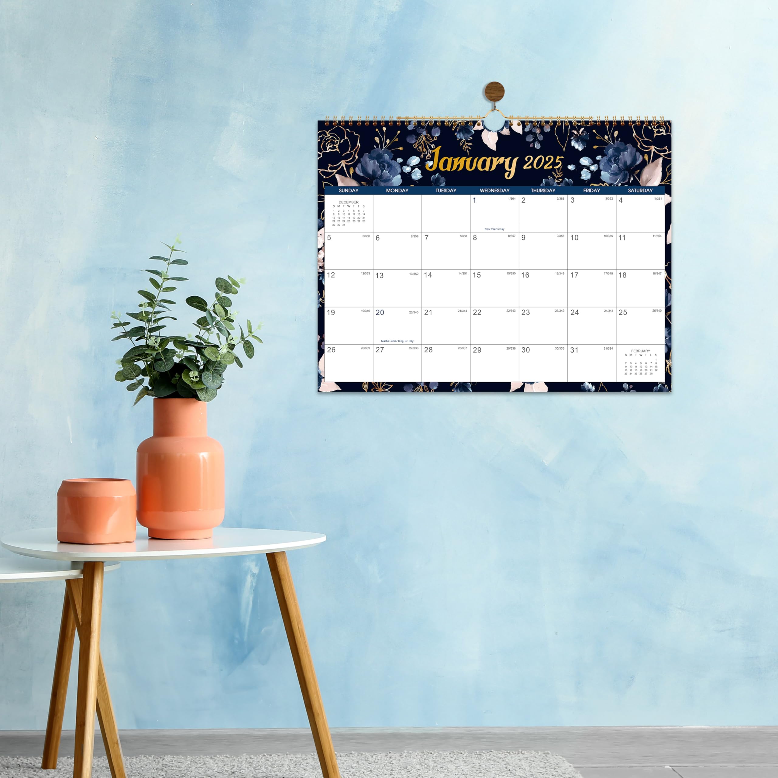 2025 Wall Calendar - 12 Months Jan-Dec 2025 Hanging Planner with Twin-Wire Binding | 14.8