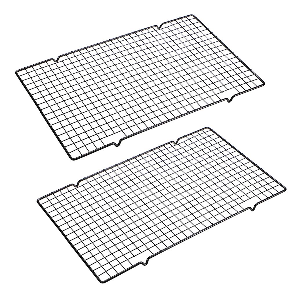 OwnMy Set of 2 Non-Stick Heavy Duty Baking Cooling Racks - 10” x 16” Oven Safe Wire Racks for Roasting, Baking, Cookies, Bread & Pastries - Perfect for Kitchen, Bakery & Holiday Cooking