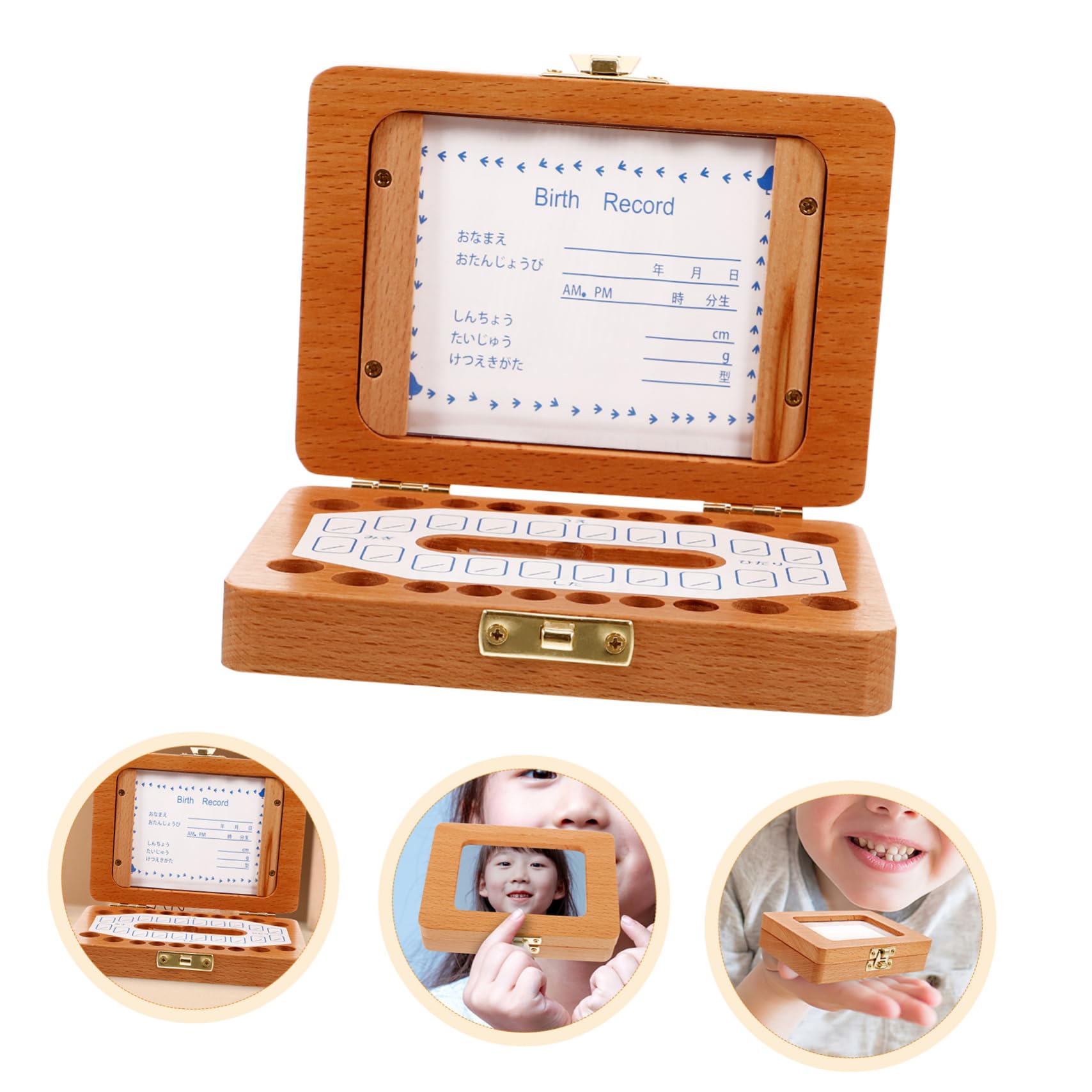 Totority 5-Piece Wooden Baby Tooth Keepsake Box - First Tooth Organizer & Memory Saver for Kids - Perfect for Baby Shower Gifts & Childhood Memorabilia Storage