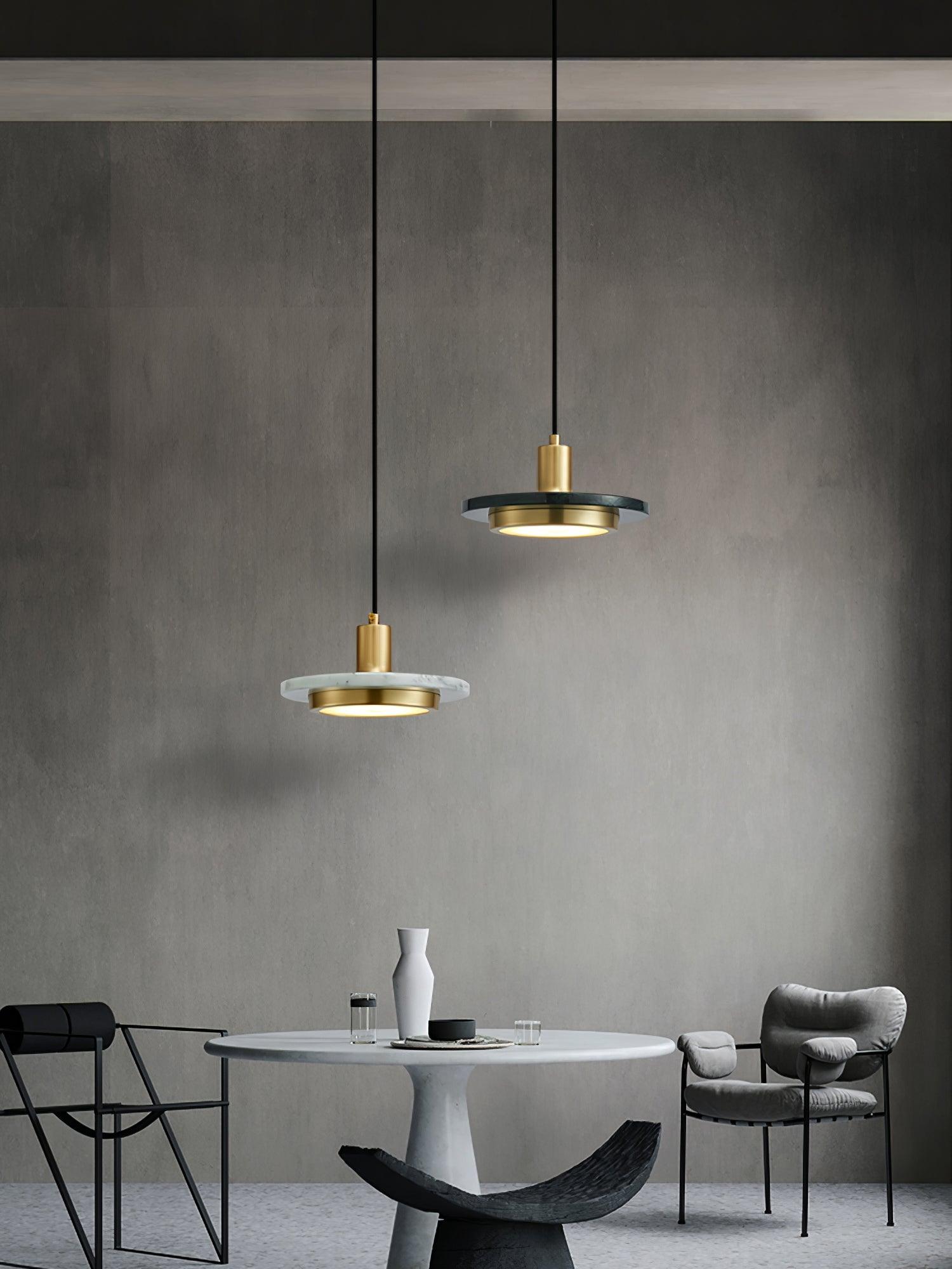 Modern Double Circle Pendant Light Fixture - Industrial Style Ceiling Lamp for Dining Room, Kitchen, Living Room & Bedroom