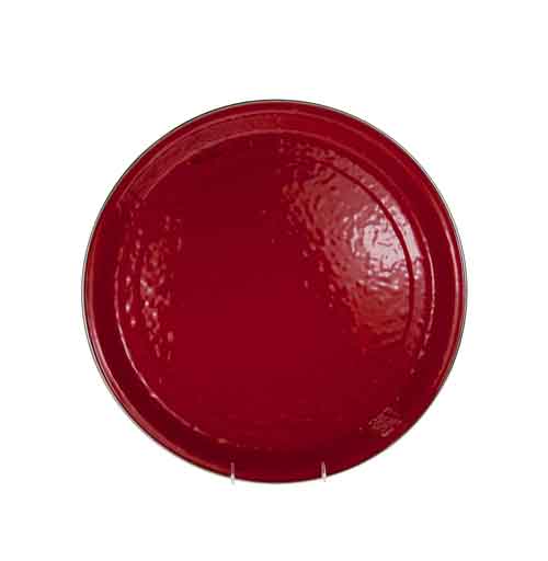 Sturdy 15.5 Inch Red Enamel Serving Tray - Perfect for Breakfast in Bed, Party Appetizers & Home Decor