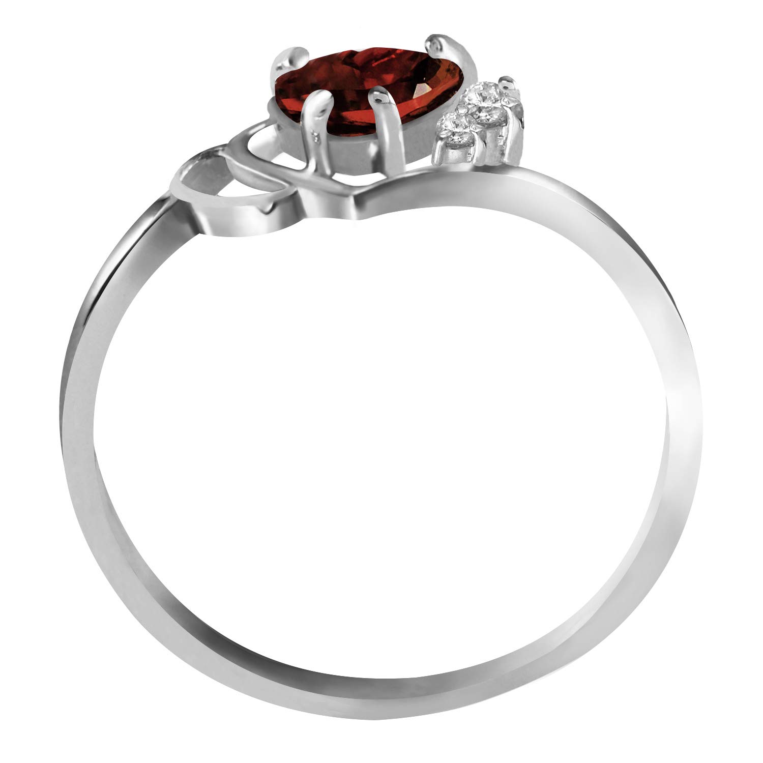 14K Solid White Gold Ring with 0.97 CTW Natural Diamonds & Garnet - Galaxy Gold GG - Elegant Jewelry for Weddings, Anniversaries & Special Occasions