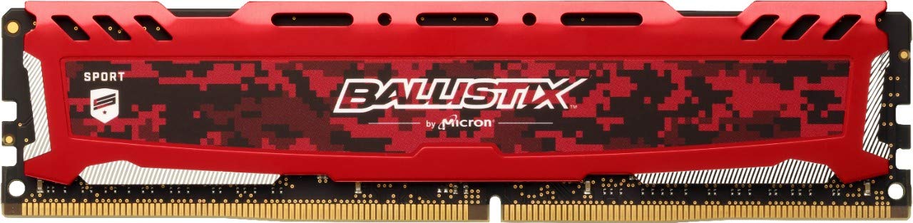 Crucial Ballistix Sport LT 3200 MHz DDR4 16GB Single Channel Desktop Gaming Memory (Red) - CL16 Low Latency for High Performance PC, Workstation & Gaming Rigs - Perfect for Overclocking, Streaming & Multitasking