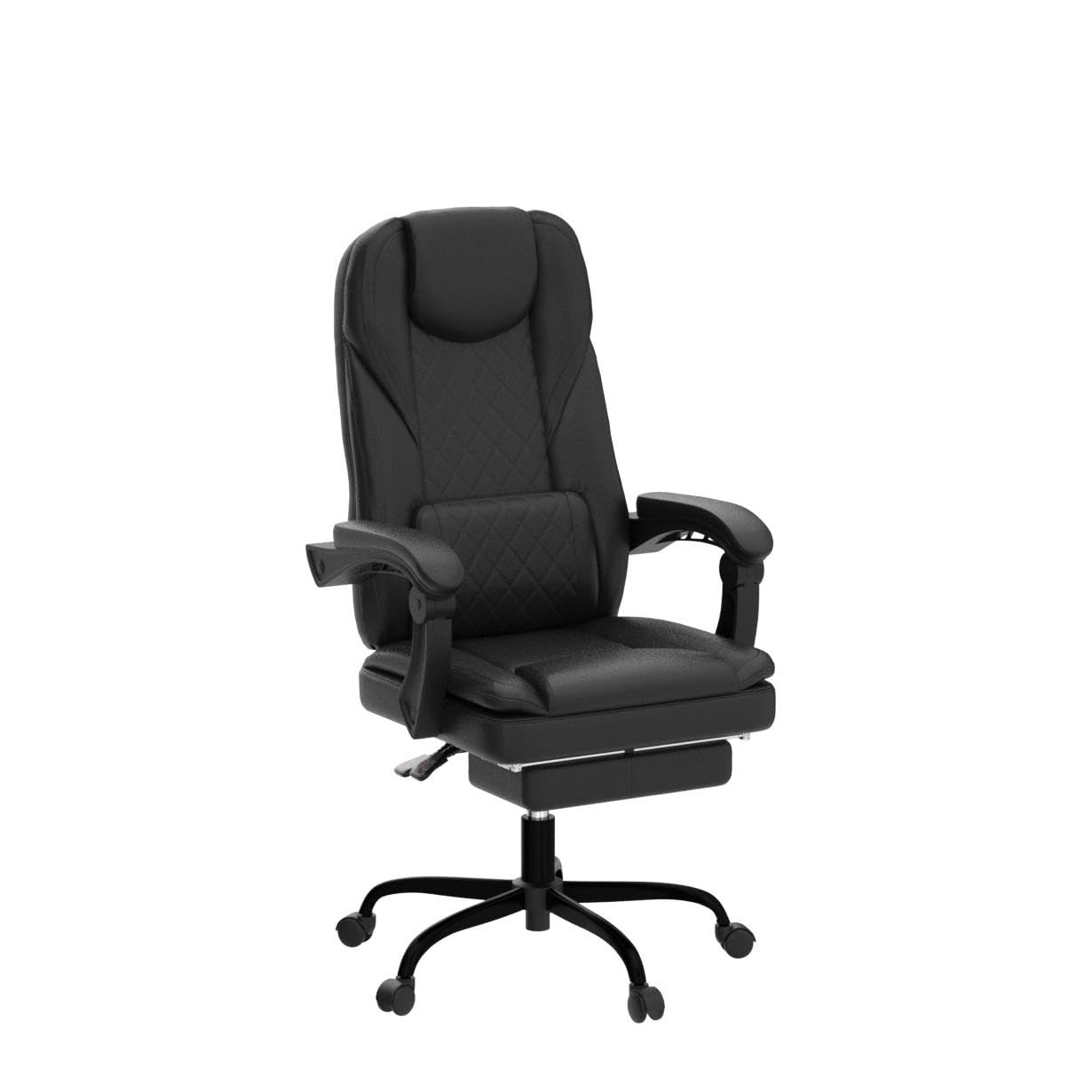 Premium Big and Tall Executive Office Chair with Adjustable Footrest & Reclining Function - High Back Ergonomic Leather Desk Chair for Home Office (Black) - Perfect for Long Work Hours, Video Conferences & Relaxation Breaks