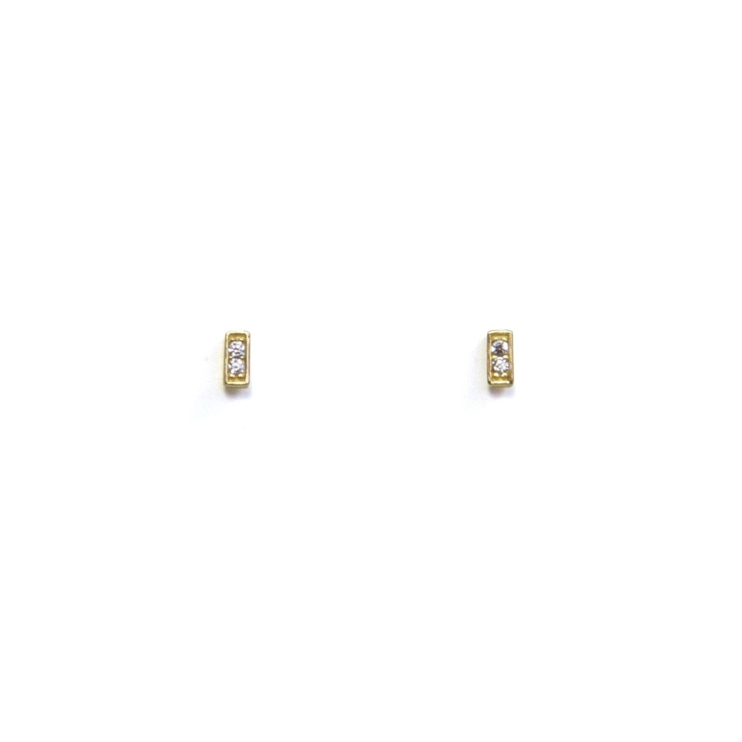 Small CZ Bar Stud Earrings - Cubic Zirconia Minimalist Studs for Women - Perfect for Everyday Wear, Work & Special Occasions