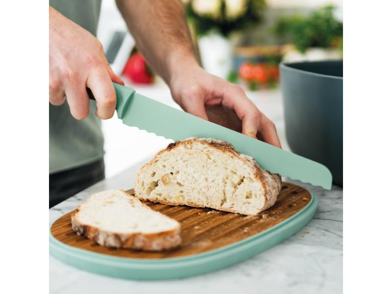 BergHOFF Leo 9-Inch Stainless Steel Bread Knife with Ergonomic Handle - Mint Green Color - Perfect for Slicing Bread, Cakes, and Pastries at Home or Bakery