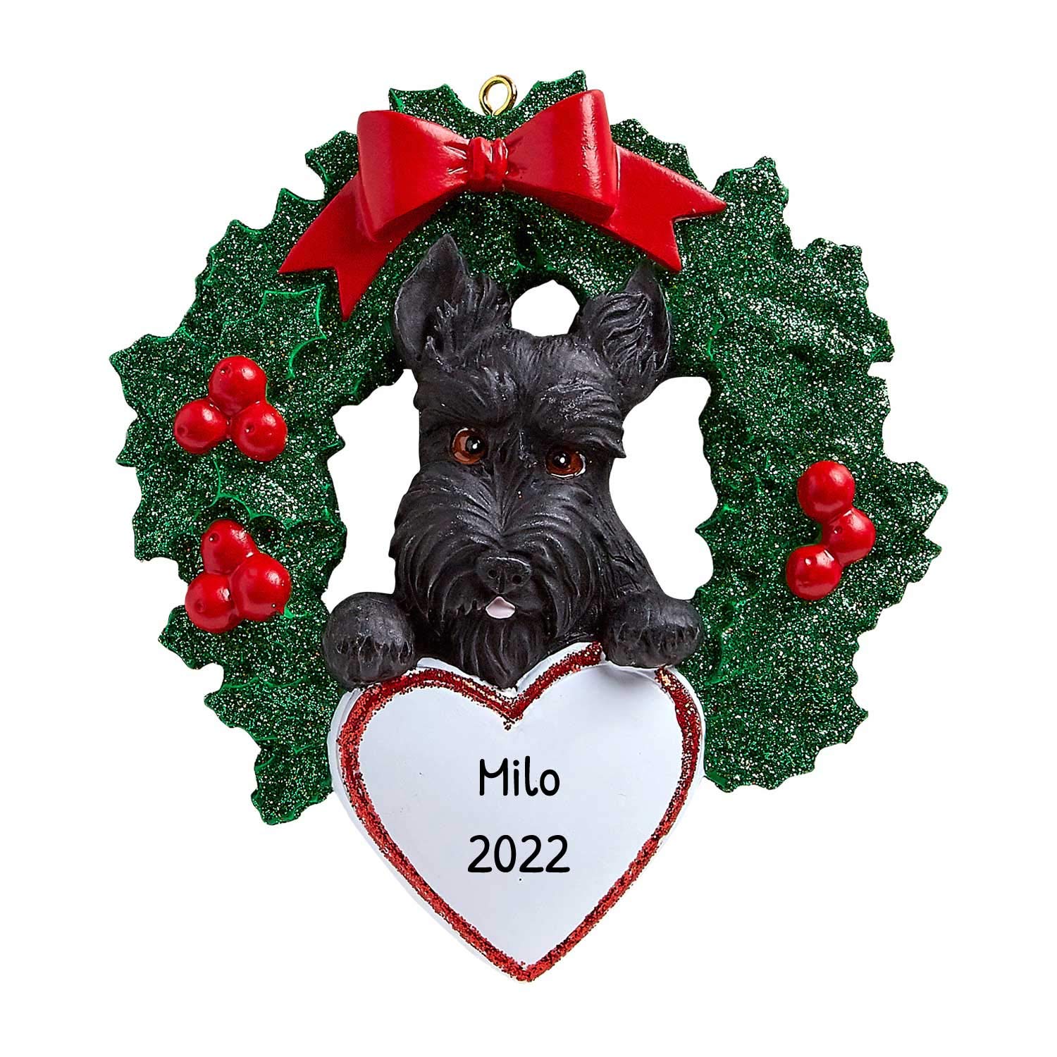 Personalized Scottie Dog Christmas Ornaments 2024 - Custom Dog Lover Gifts, First Christmas Pet Keepsake, Handmade Wreath Decor for Dog Owners | Perfect for Tree Decorating, Holiday Gift Giving & Pet Memorials