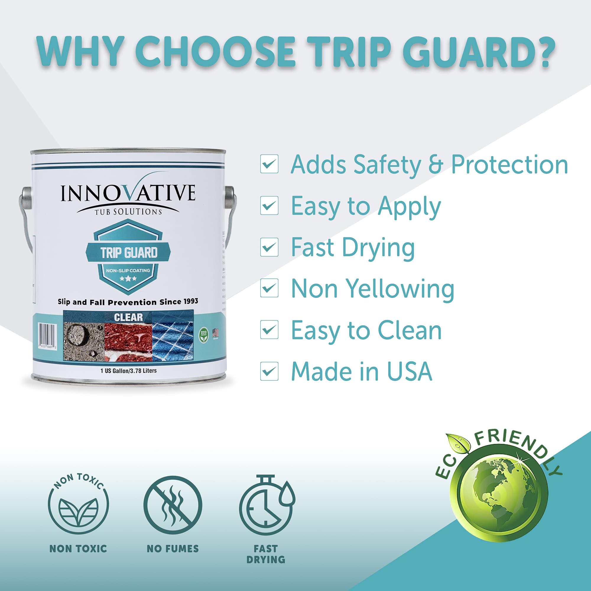 Trip Guard Non-Slip Coating - Clear Multi-Surface Anti-Slip Solution for Floors, Stairs, Walkways, Brick & Concrete - Sealer, Waterproof Protection - Ideal for Home, Garage, Pool Areas & Outdoor Safety