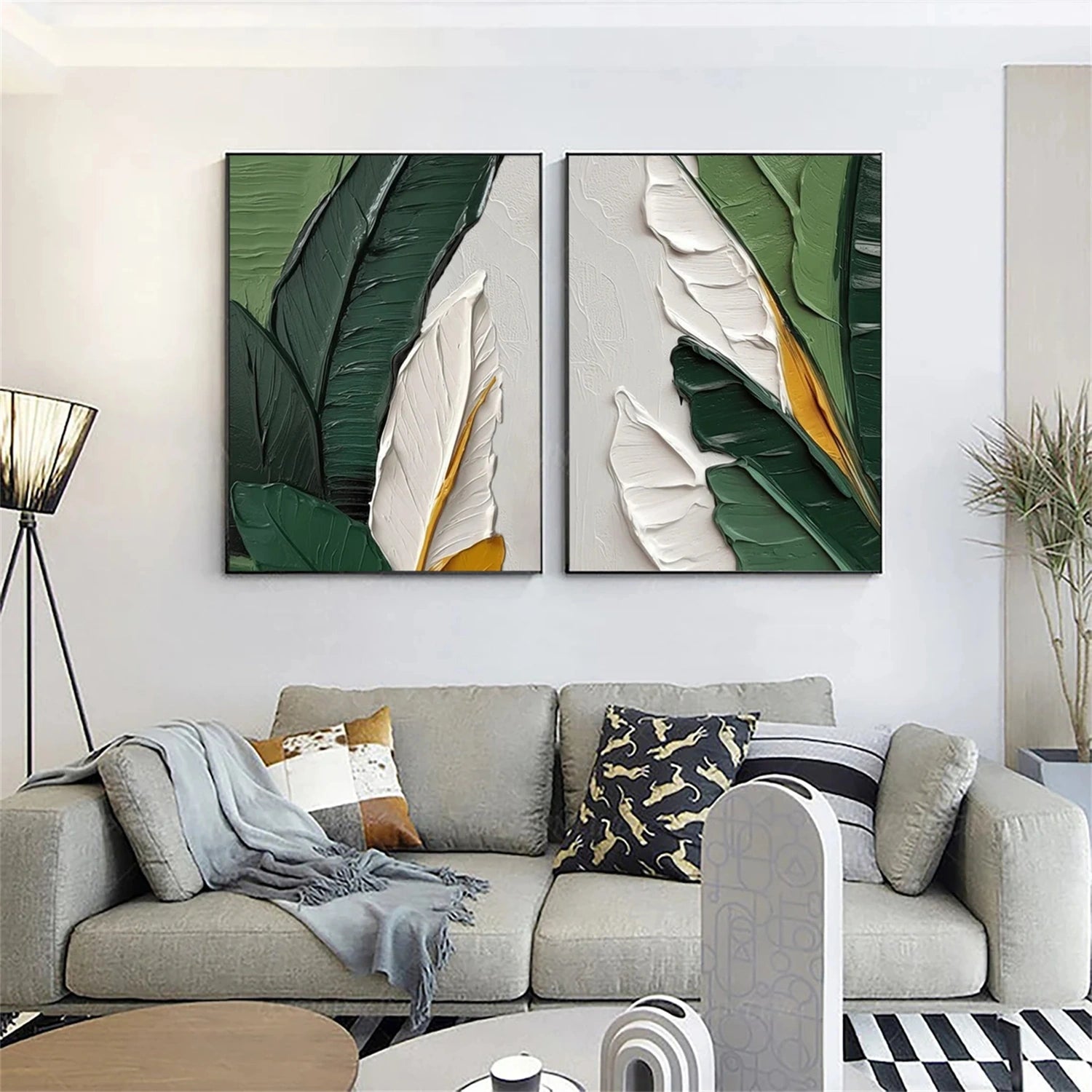Custom Hand-Painted Flower and Tree Canvas Art Set of 2 - Wall Decor for Living Room, Bedroom & Office - Perfect Gift for Housewarming & Wedding