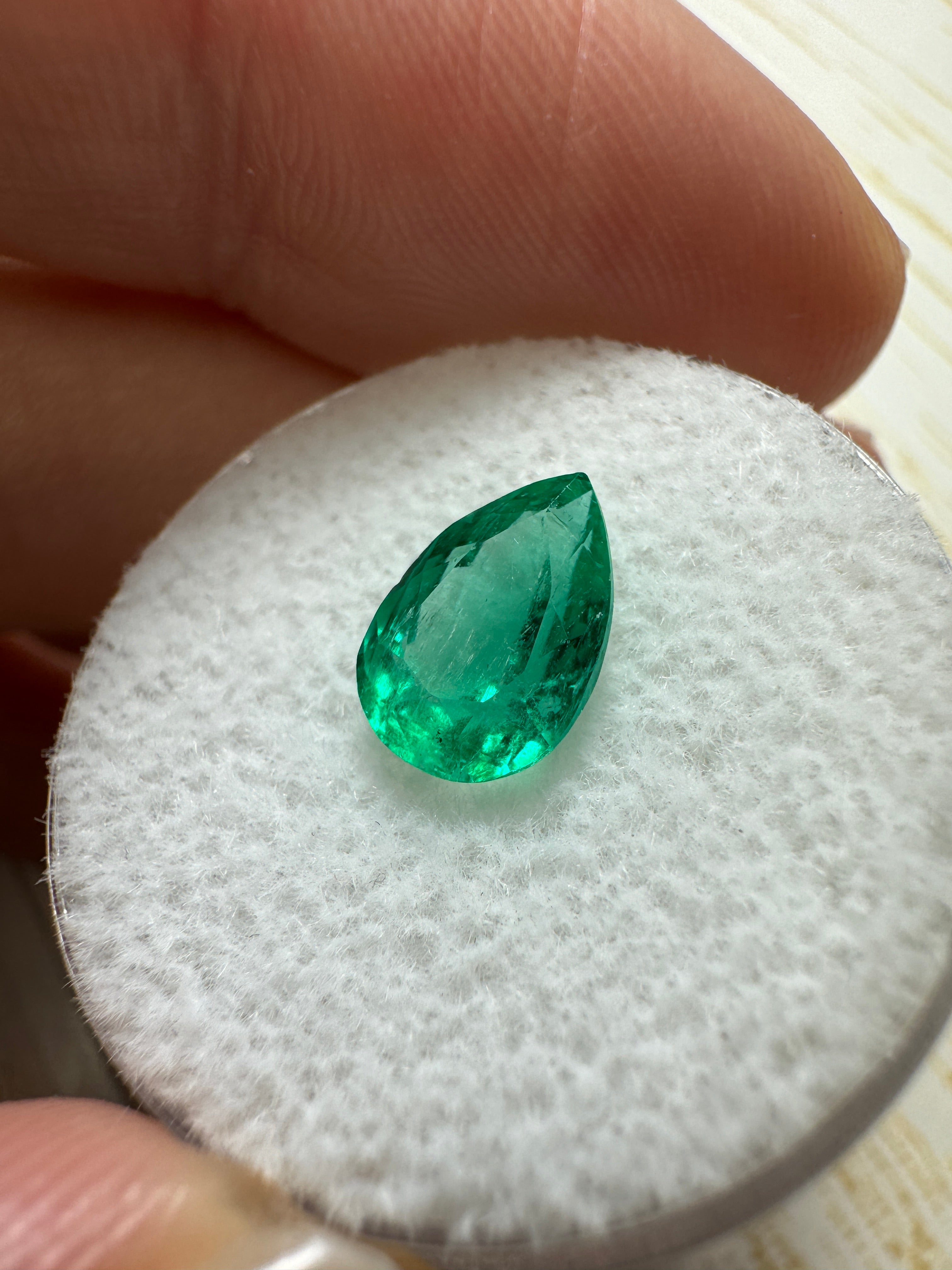 1.80 Carat Chunky Bluish Green Natural Loose Colombian Emerald Pear Cut Gemstone for Jewelry Making, Engagement Rings & Luxury Gifts