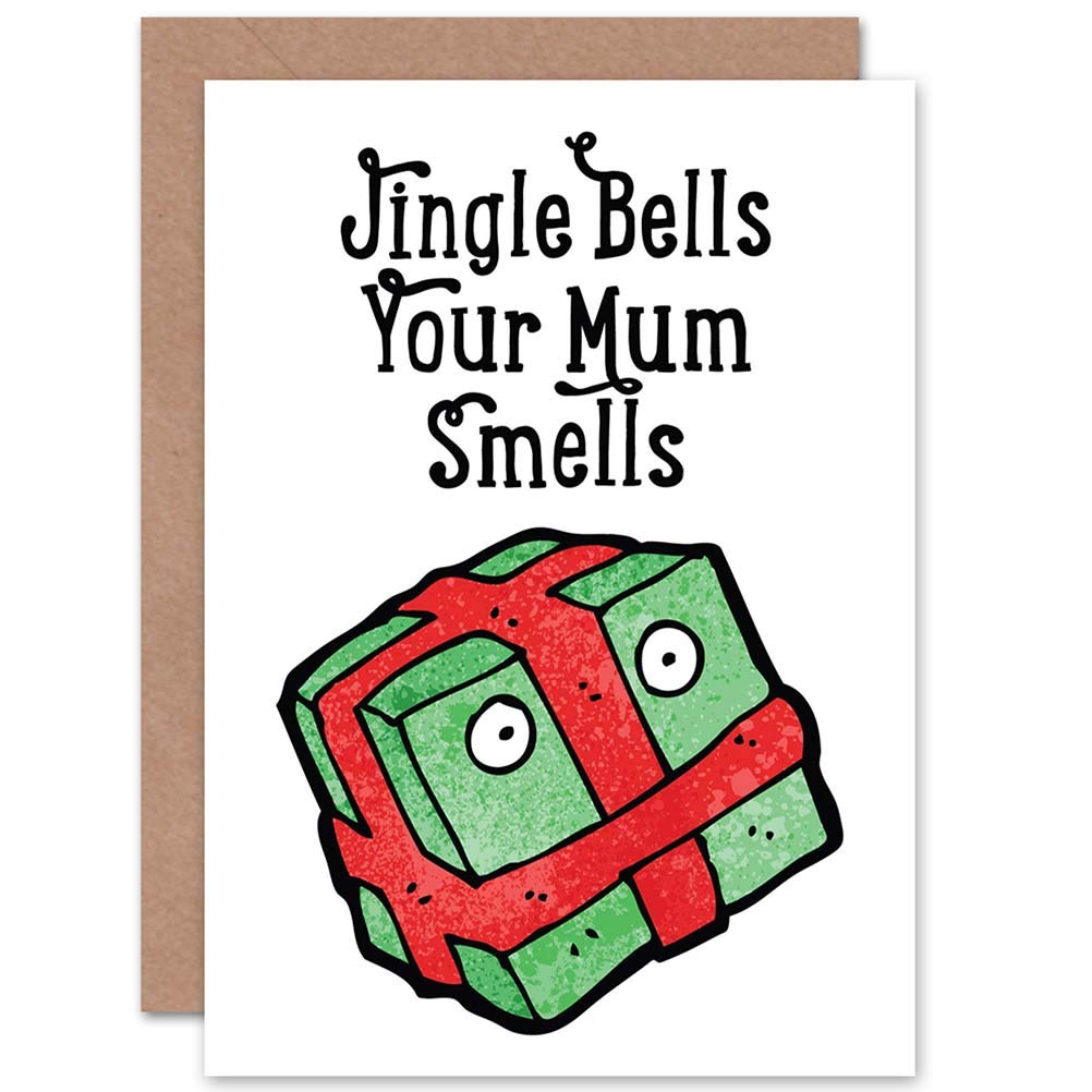 Wee Blue Coo Christmas Card - Funny Holiday Greeting Card with 'Jingle Mum Smells' Humor - Perfect for Xmas Gifts, Office Parties & Family Gatherings